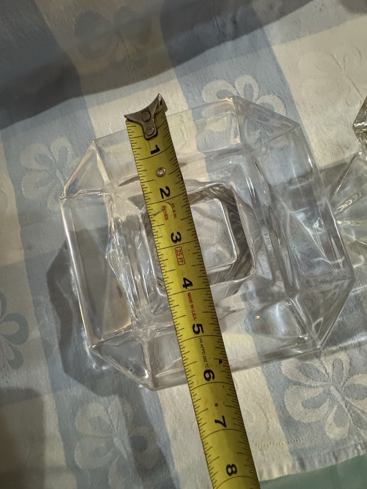 Lot of 2 Clear Glass Square Bowl Set Dishes Approx 6 in Wide Clear Glass