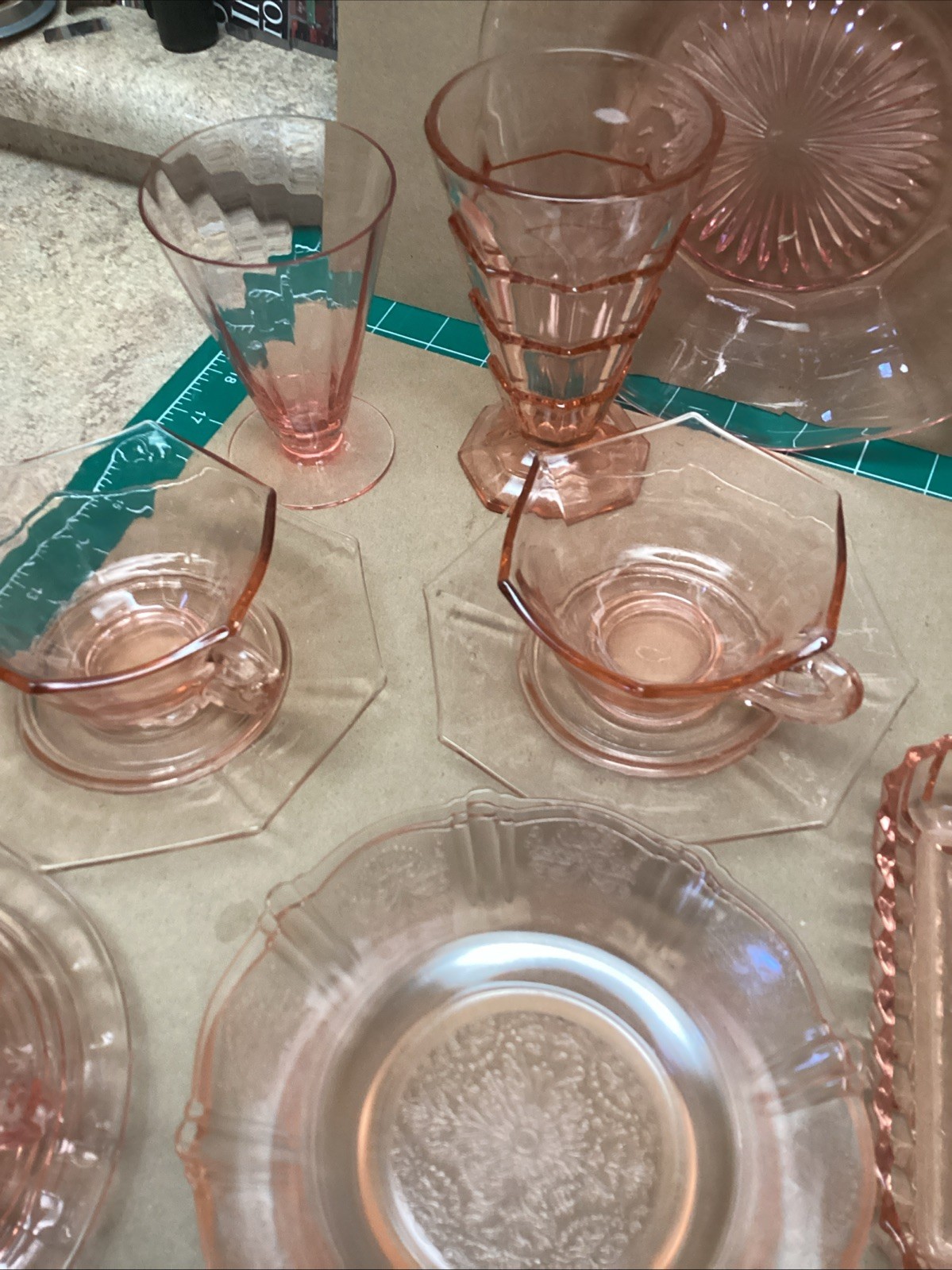 Large Vintage Lot 25 Pieces Mixed Pink Depression Glass