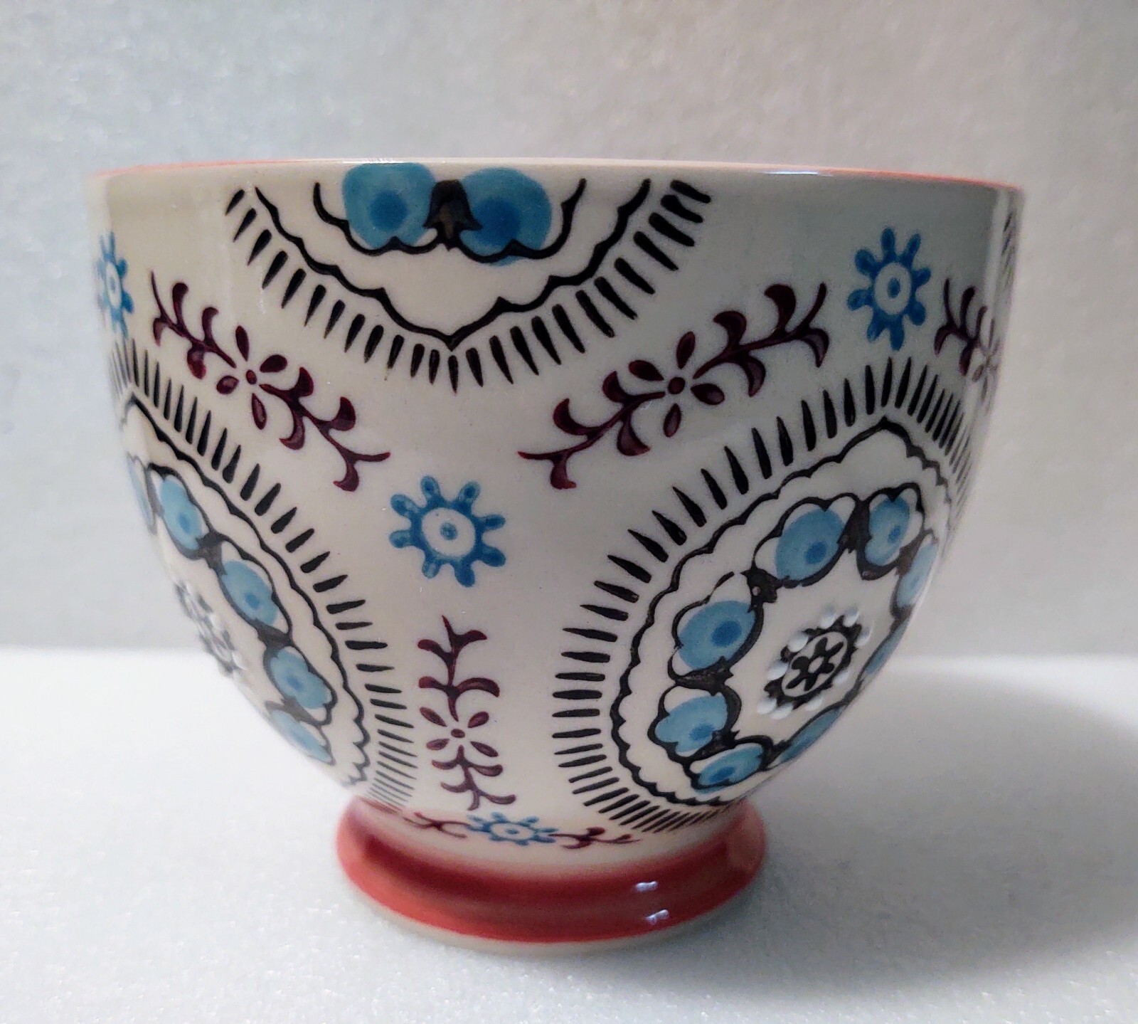 Yokohama Studio Hand Painted Footed Floral Boho Coffee Mug Textured Raised Dots