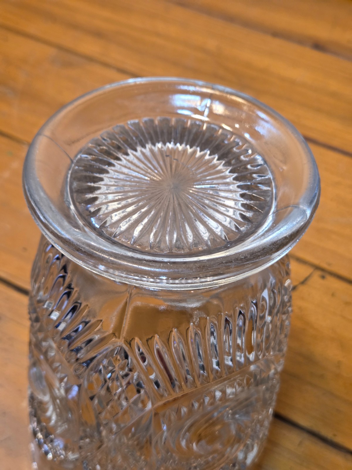 Antique EAPG US Glass Co Water Pitcher Diamond Swirl Zippered Bullseye