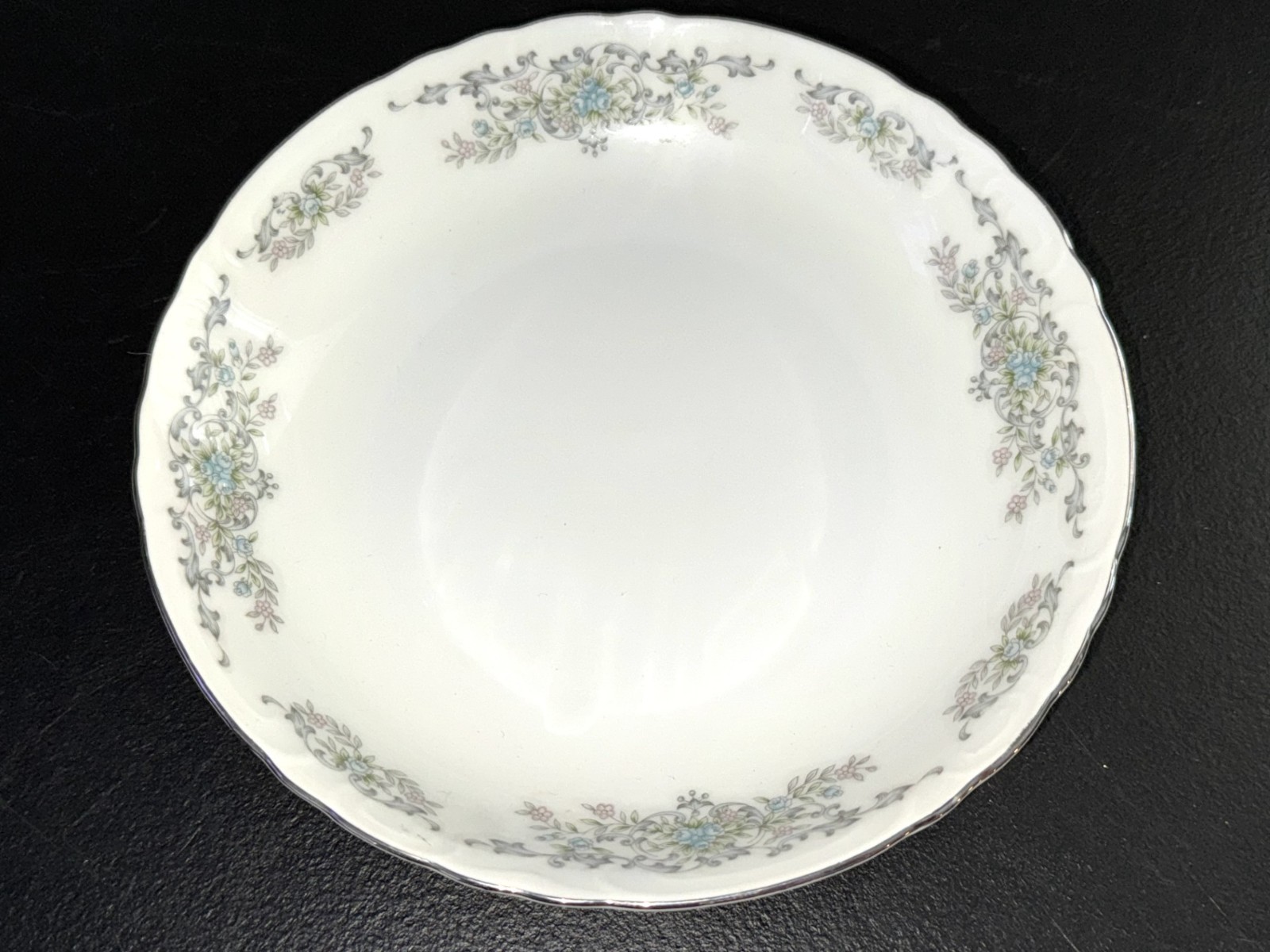 VINTAGE 4 pc NORLEANS THERESA JAPAN COUPE SOUP BOWL FINE CHINA PLATINUM 1964-