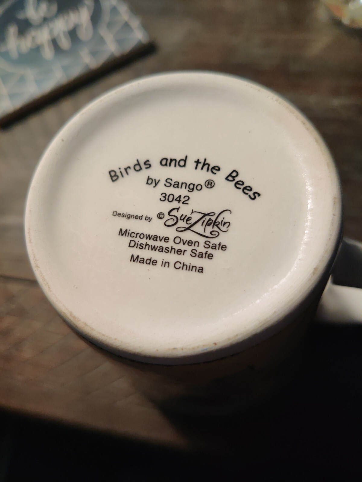 Sango Birds and The Bees Coffee Mug, Lipkin, Purple Blue Pink Floral Ceramic