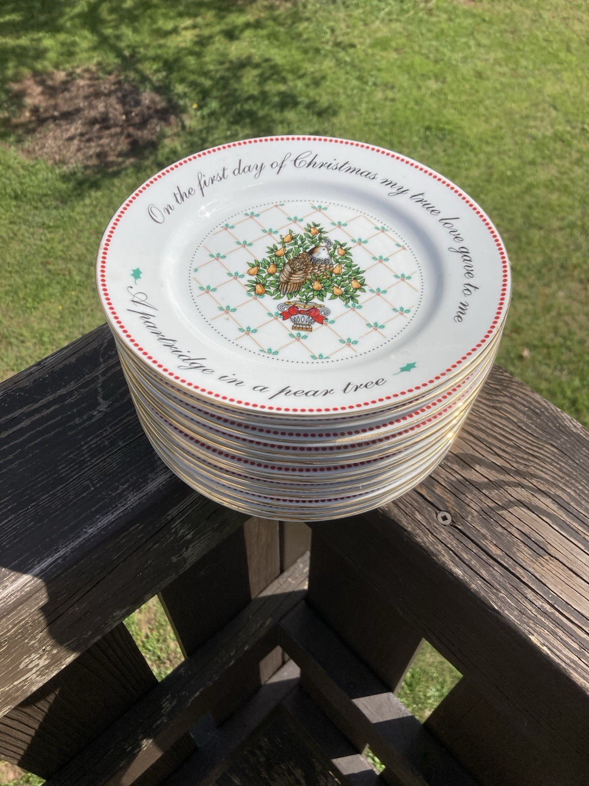 Vintage 12 Days Of Christmas 8″ Salad Plates Domestications Complete Set