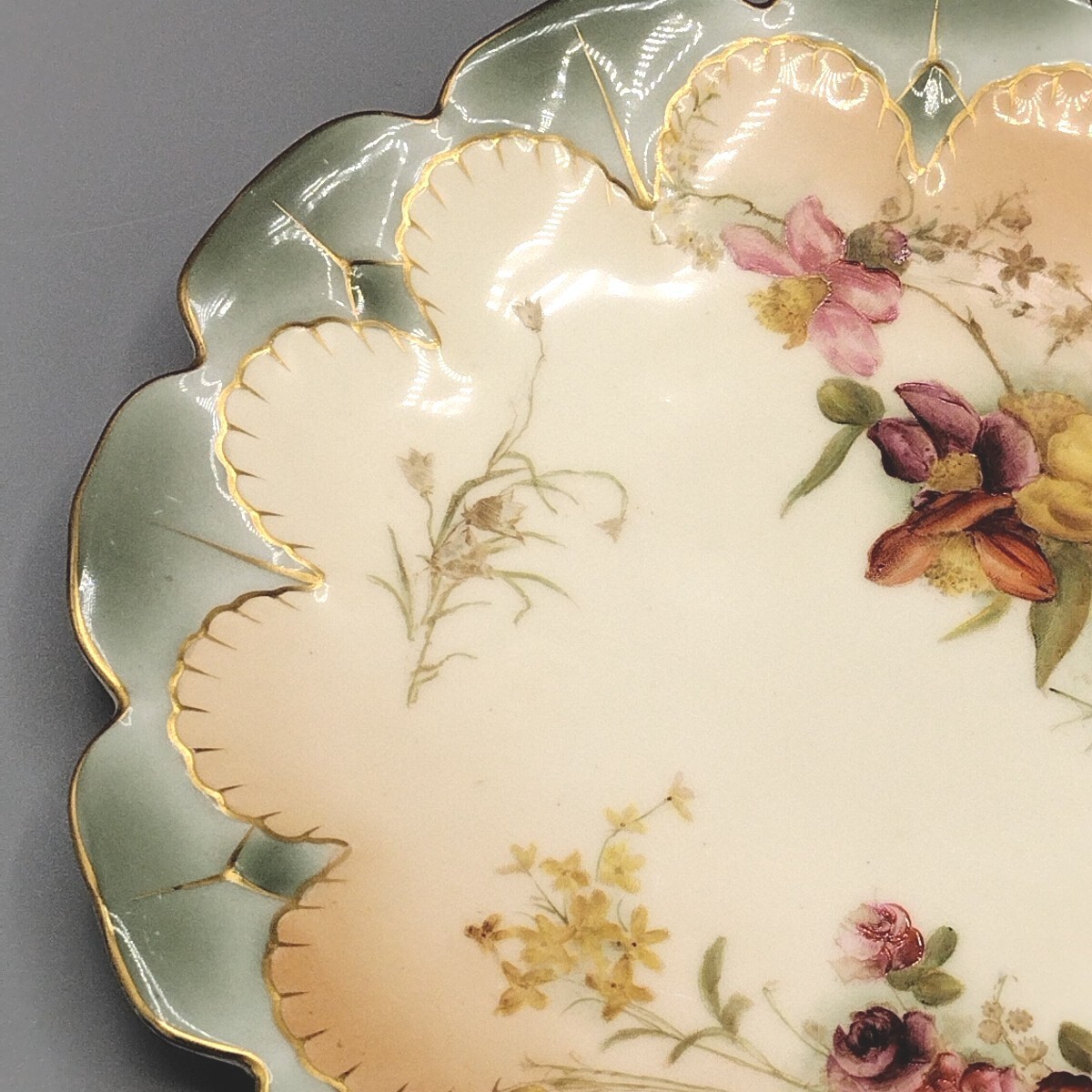 Royal Worcester Plate England Bone China 8½” Sage Scalloped Signed Antique Rare