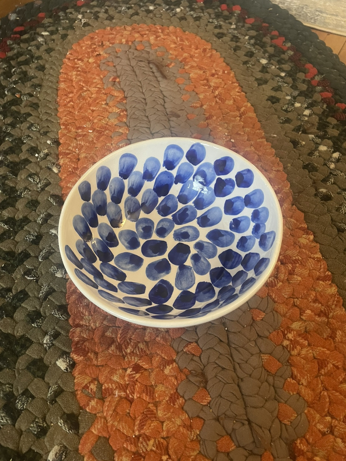 Polli Pots Blue Leaves Studio Pottery Bowl