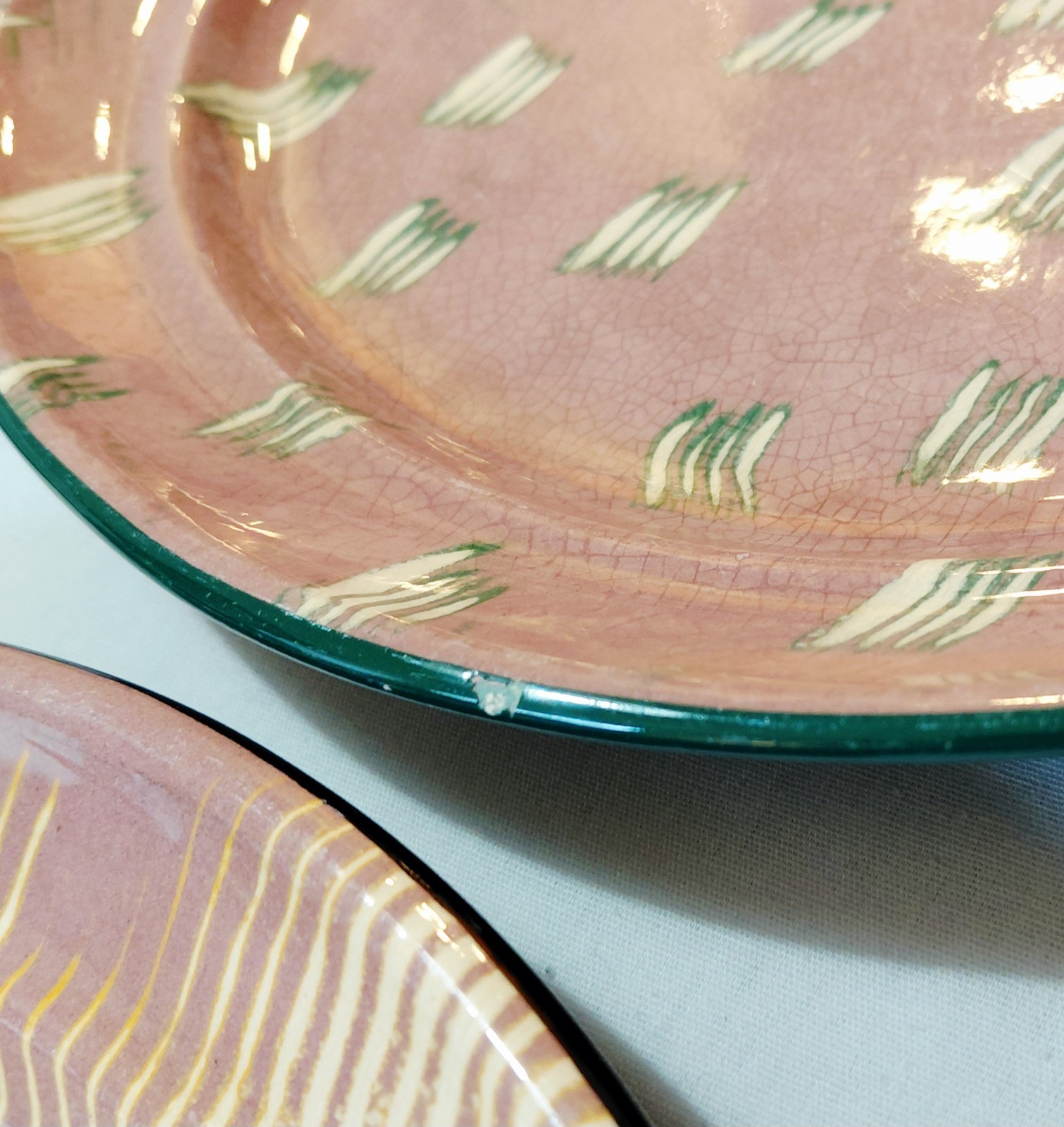 Claudia Reese Dinner Plates 11 1/4″ Abstract Cera Mix Post Modern Pottery Vtg 6