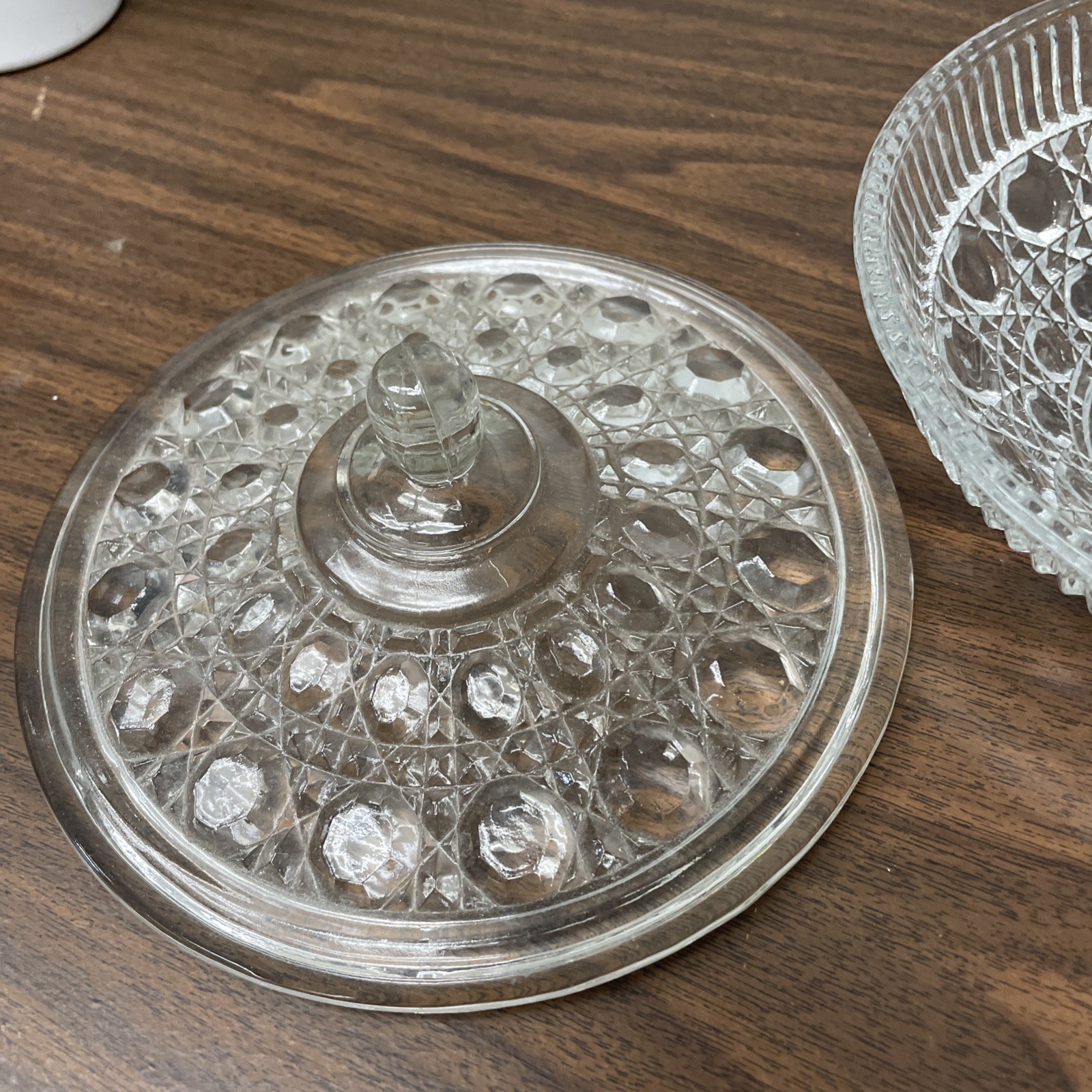 Vintage Federal Glass Candy Dish Windsor Clear with Lid Excellent No Chips