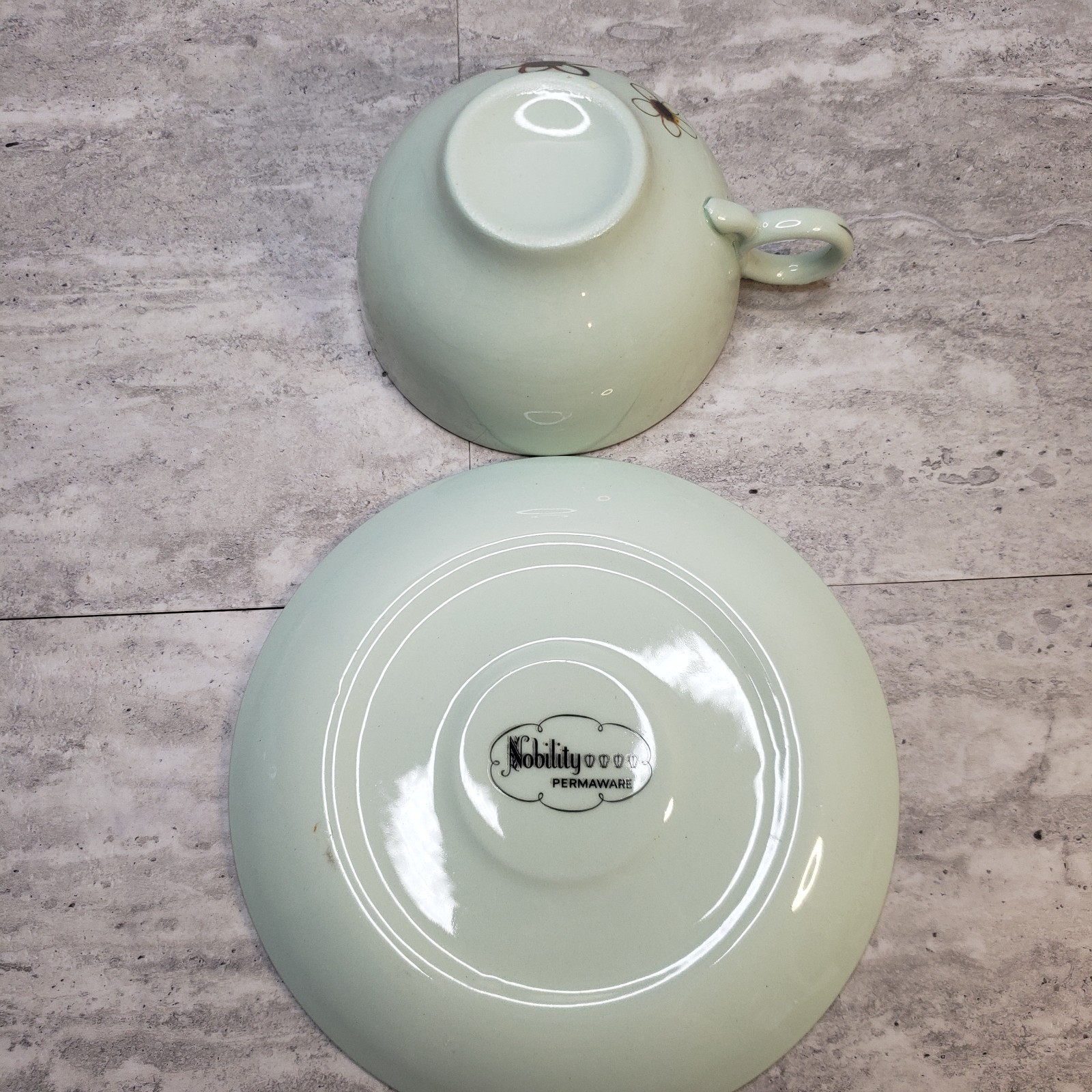 Vintage Nobility Permaware Mist Teacup and Saucer Set