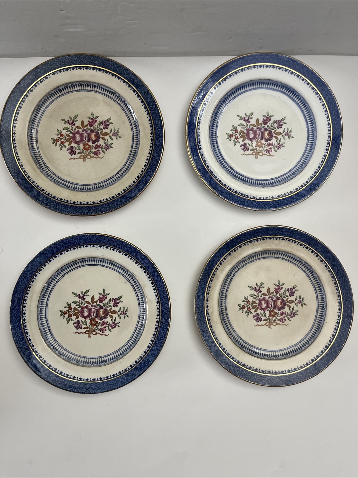 Tiffany & Co Booth’s Silicon China England Lowestoff Border Set Of 4 Plates 7’