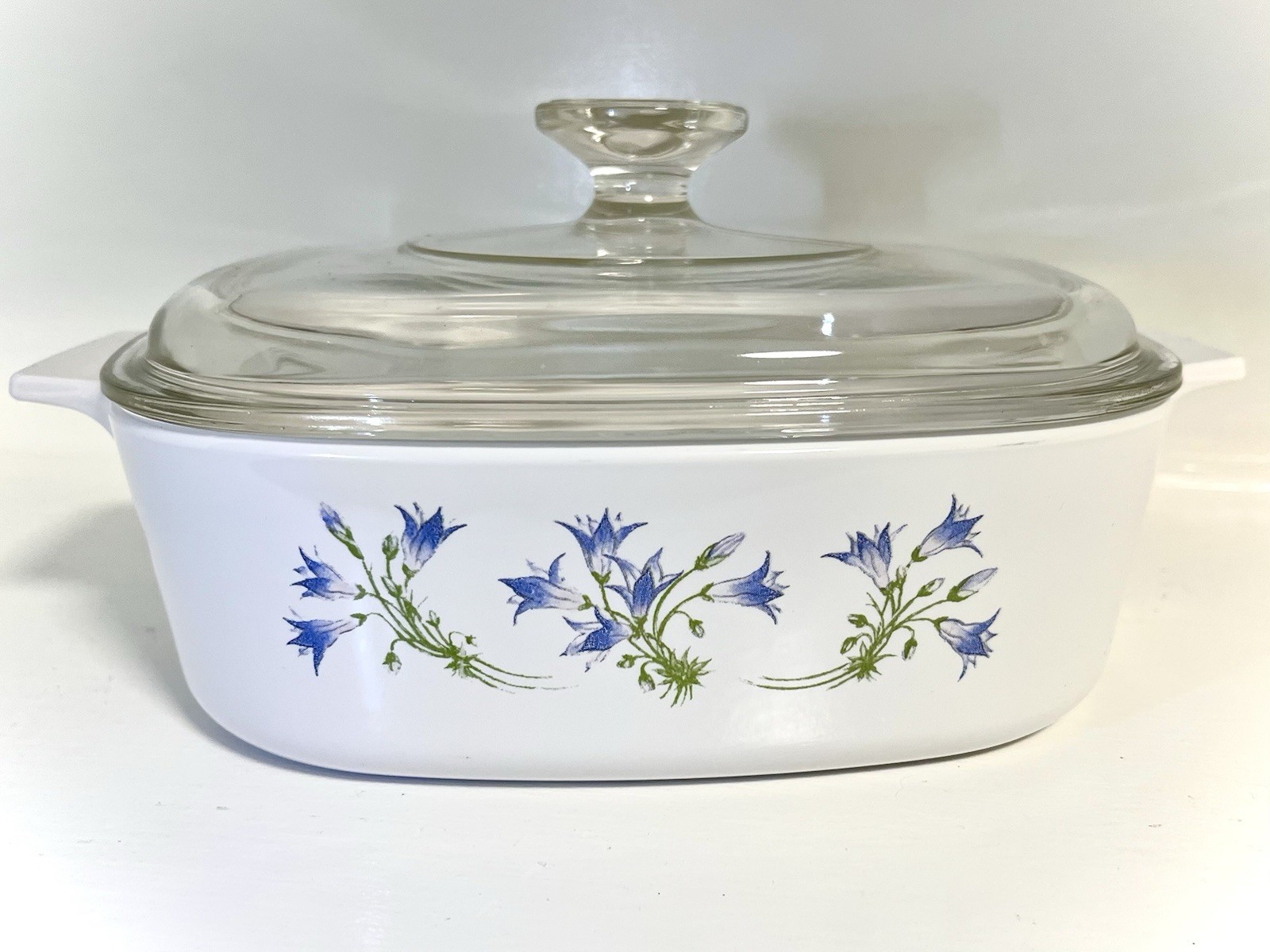 2L Blue Dusk Corning Ware Casserole with Lid, A-2-B / A-9-C, Blue & Green Motif