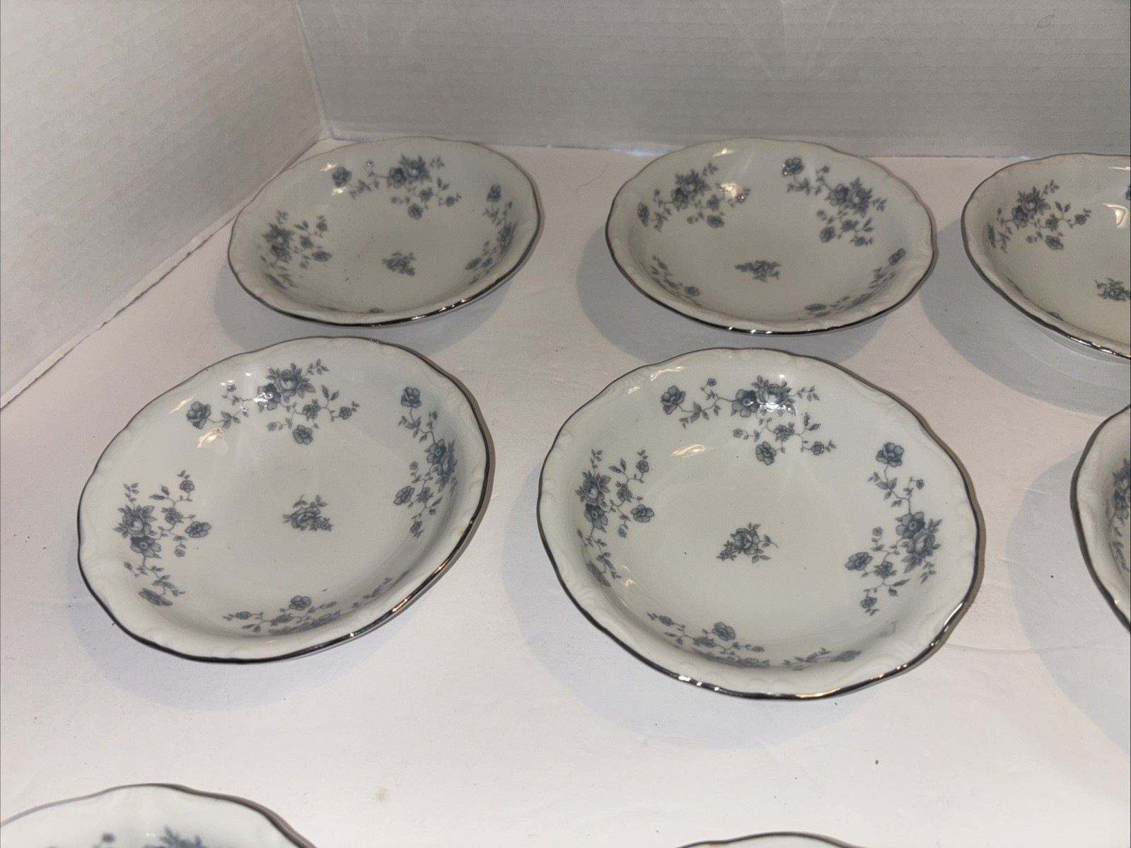 Johann Haviland Bavaria Germany Blue Garland Set of 9 Berry Bowls Unused