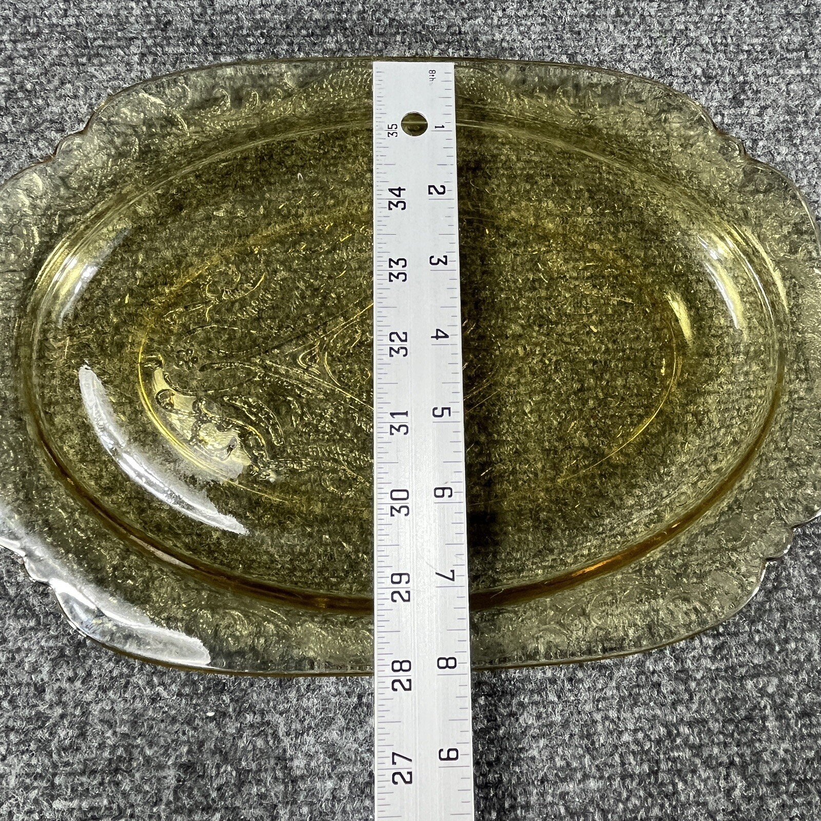 Depression Yellow Glass Platter Tray Plate Serving Dishes Round Oval Vintage Lot