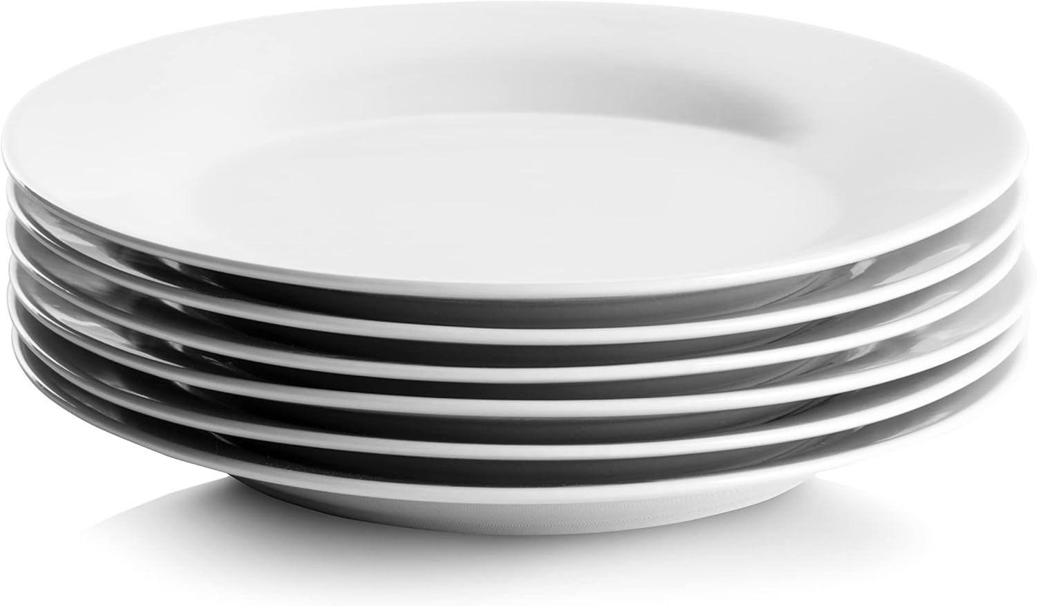Salad Plate Set 6 pcs 7.5 inch White Ceramic Dinnerware Stylish Elegant