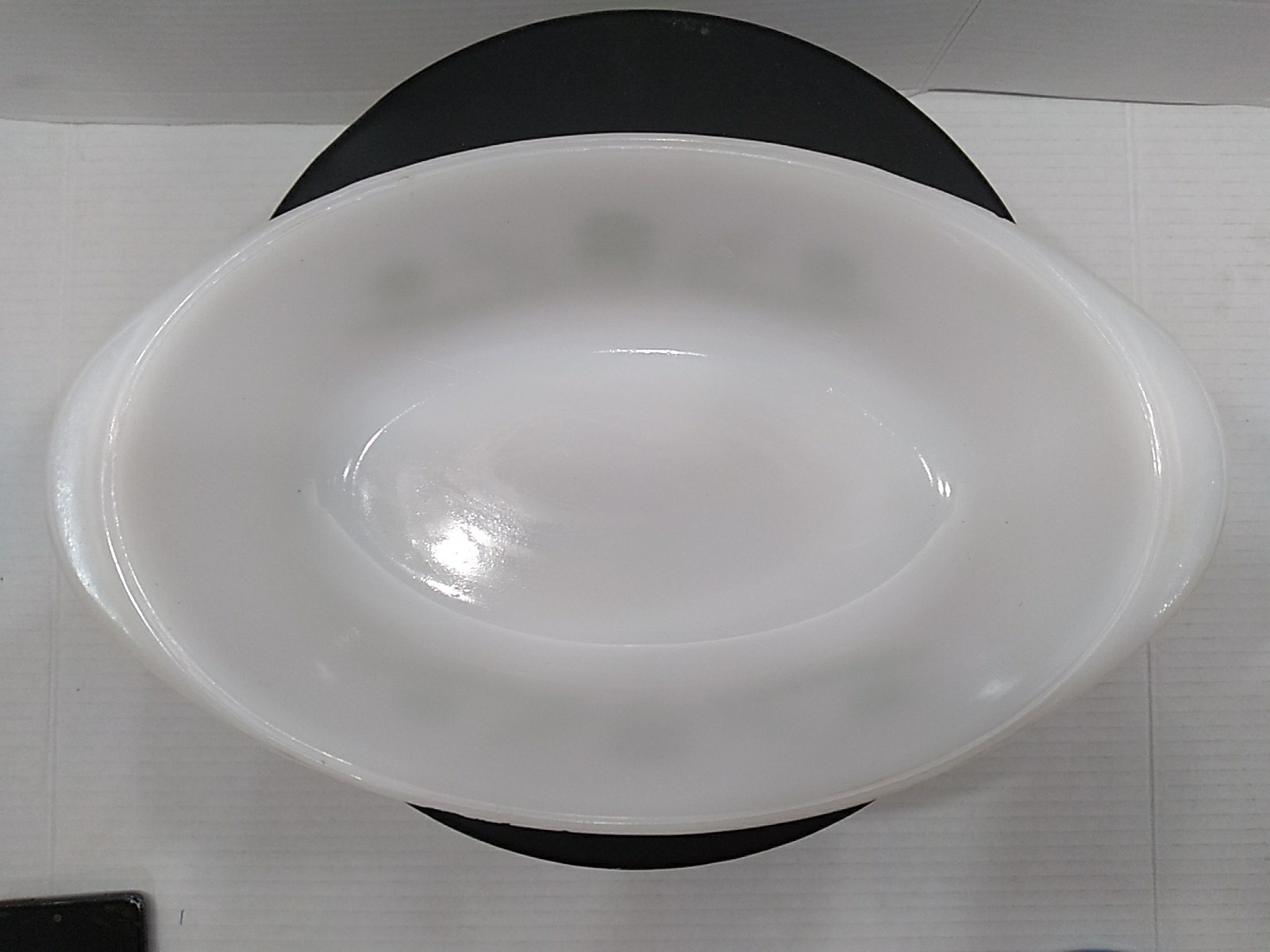 VTG Glasbake 1 Quart Serving Dish White With Green Flowers Made In USA J235