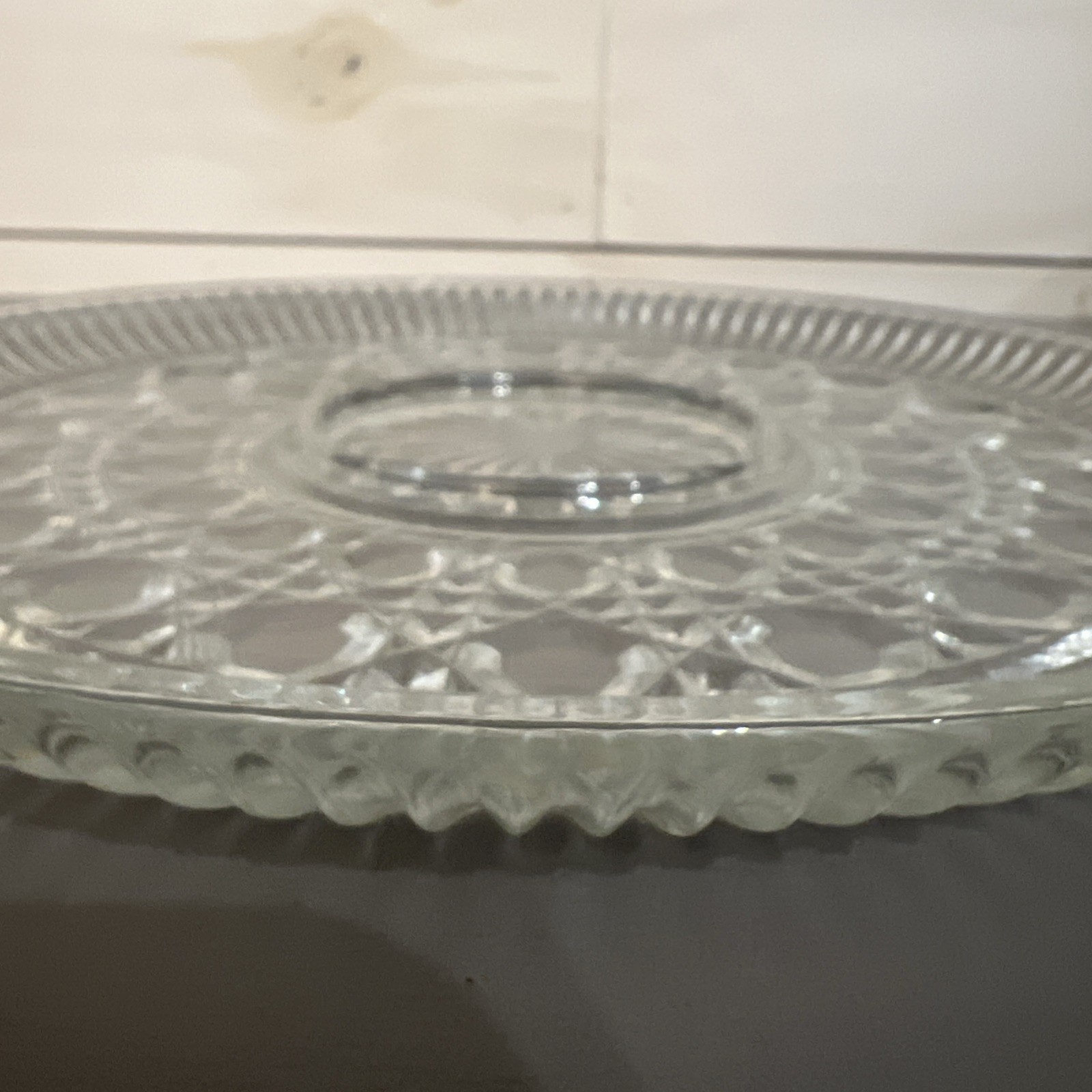 Federal Clear Glass Windsor Platter/Button & Cane Serving Plate 1970s
