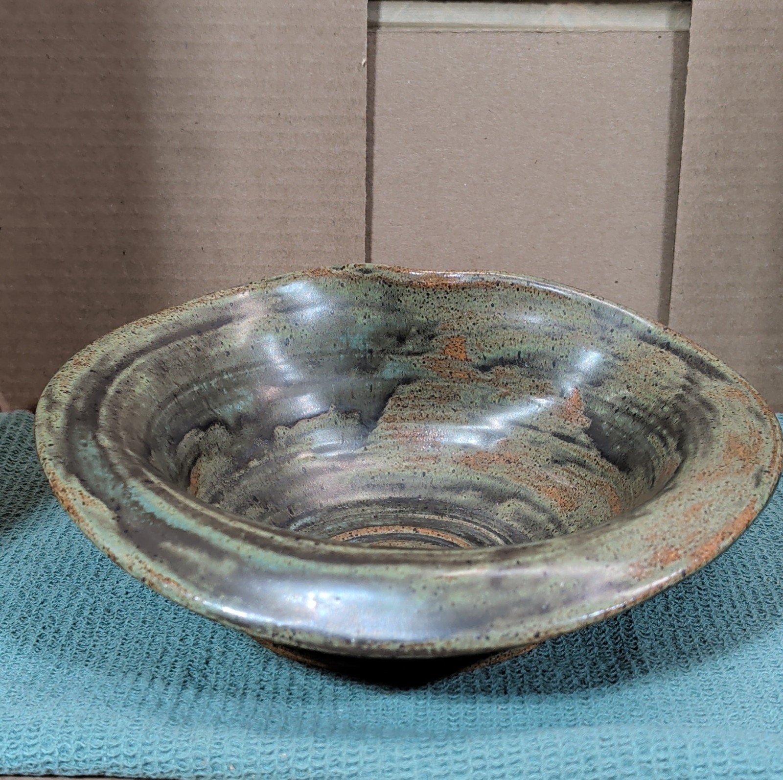 Signed C. Miller Studio Pottery Bowl – Hand Thrown Asymmetrical Scooped Rim