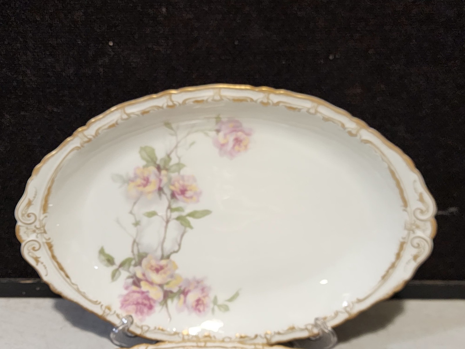 LOT OF 4- Haviland Limoges Baltimore Rose Schleiger SERVING PLATTERS 11″ – 16.5″