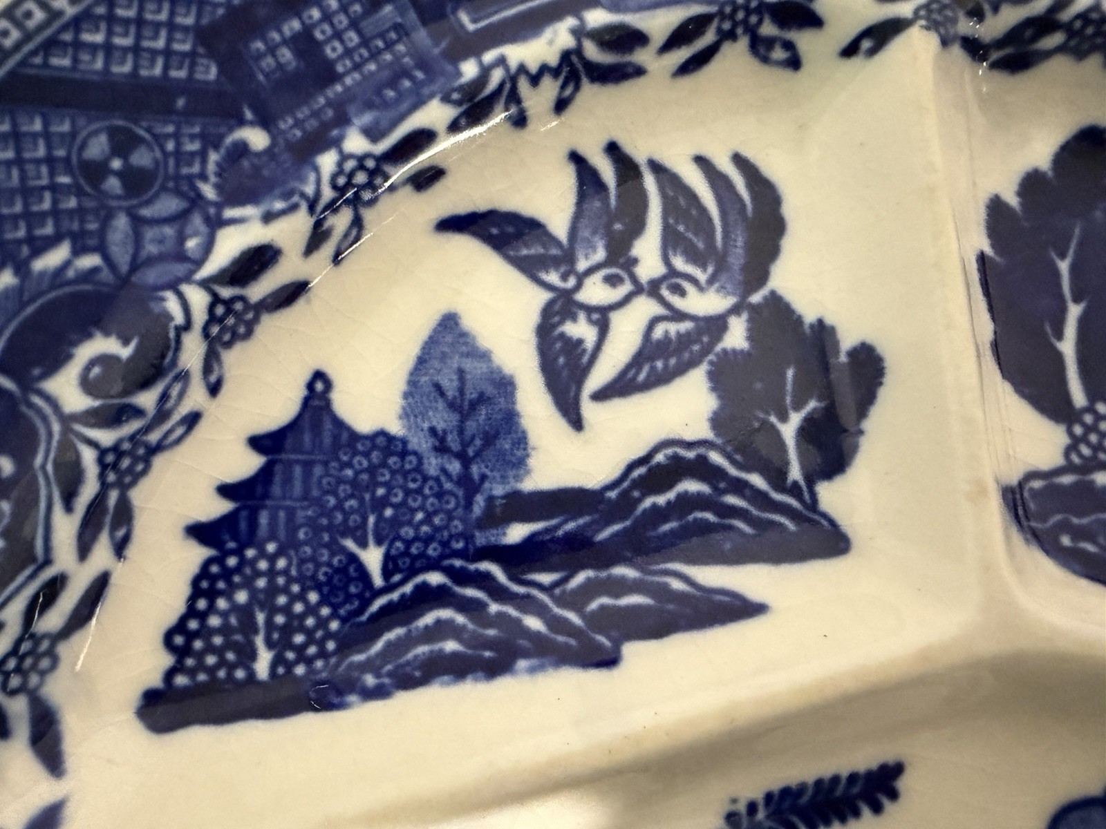 Vintage Blue & White Divided Plates Made in Japan Pre-Owned Qty: 8