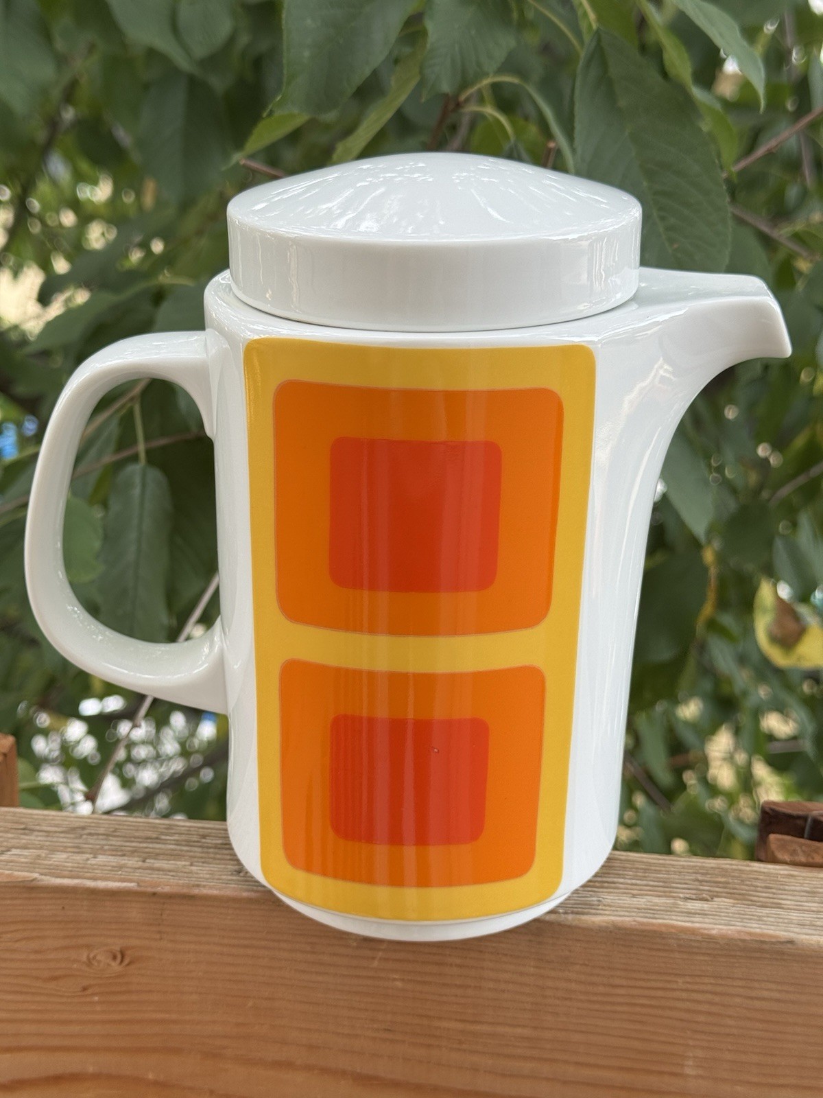Vintage Rosenthal Studio Line Wolf Karnagel MCM Coffee Pot 7.5″ Orange Yellow