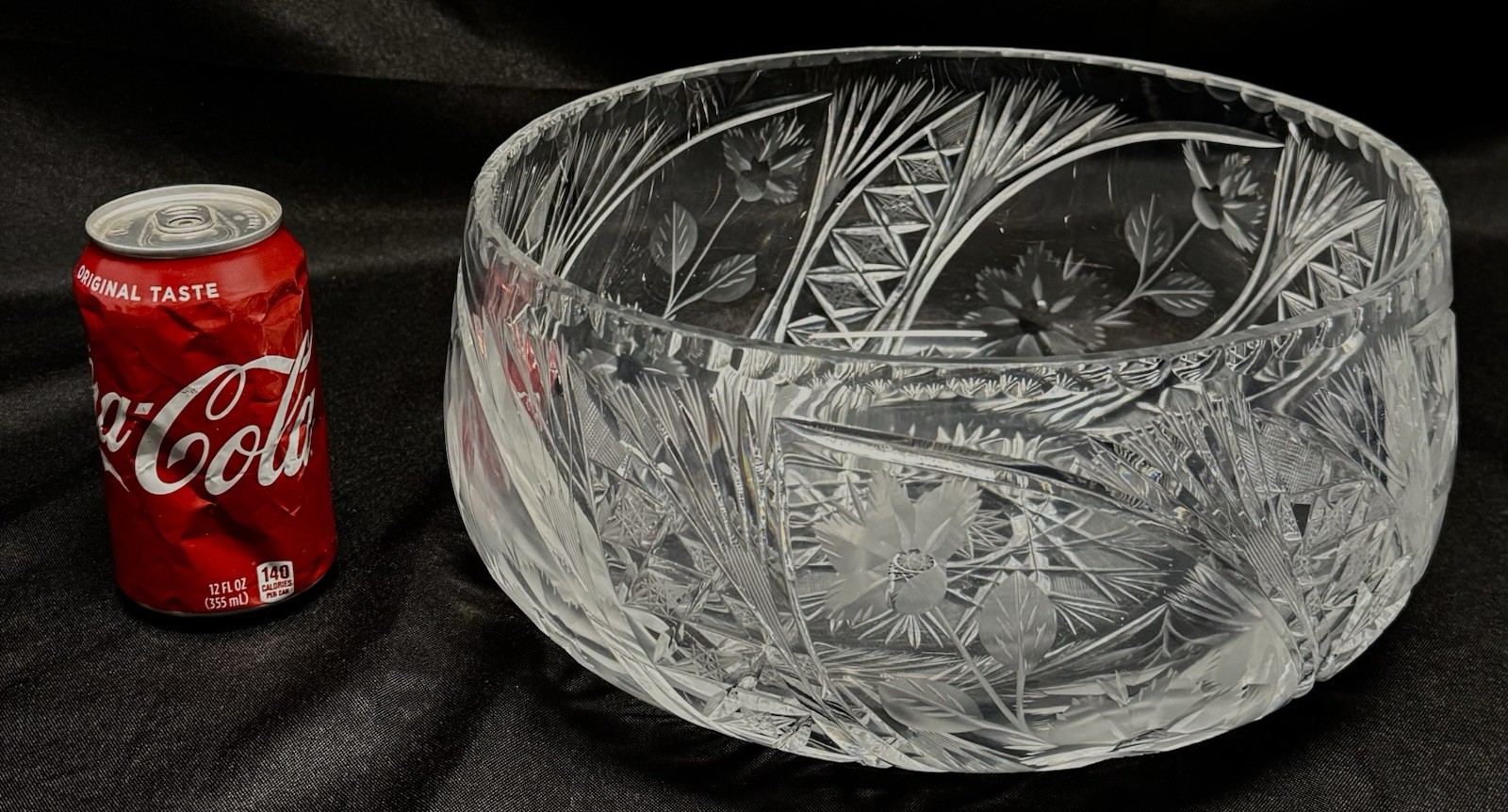 Antique American Brilliant Cut Glass Crystal Serving Bowl 11”Wide x 5” Tall