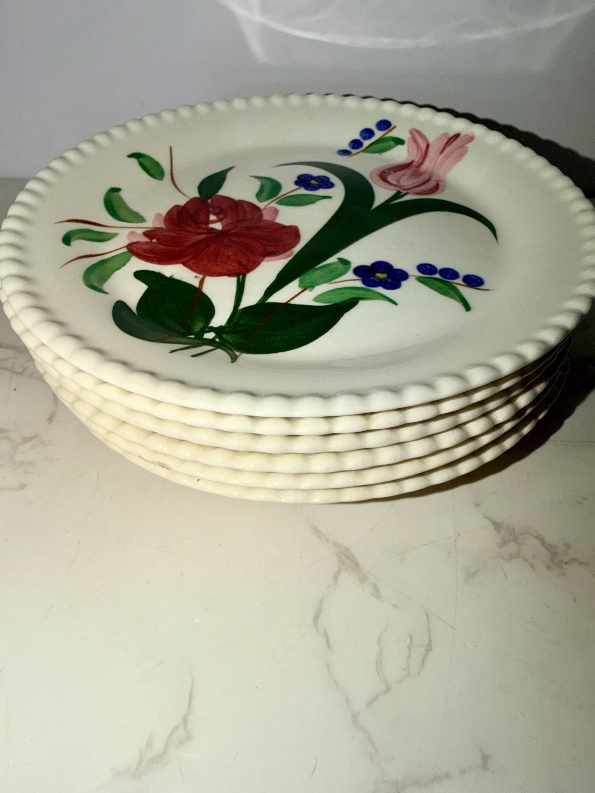 VTG Blue Ridge Pottery Bluebell Bouquet Plate 6″ Dessert Hand Painted USA EUC