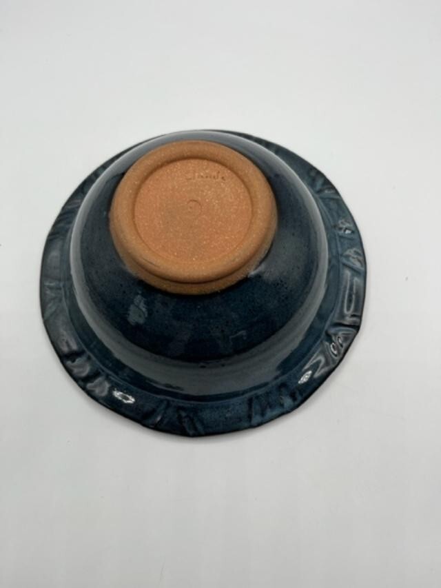 Vtg Pottery Blue Drip Glaze signed Claudia No Chips Or Cracks