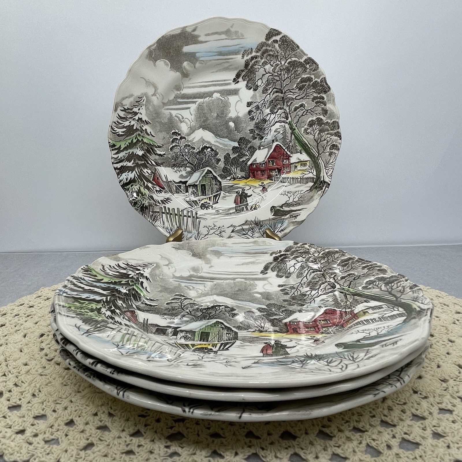 Vintage 1955 J & G Meakin Welcome Home 10” Dinner Plate Set Of 4 England Retired