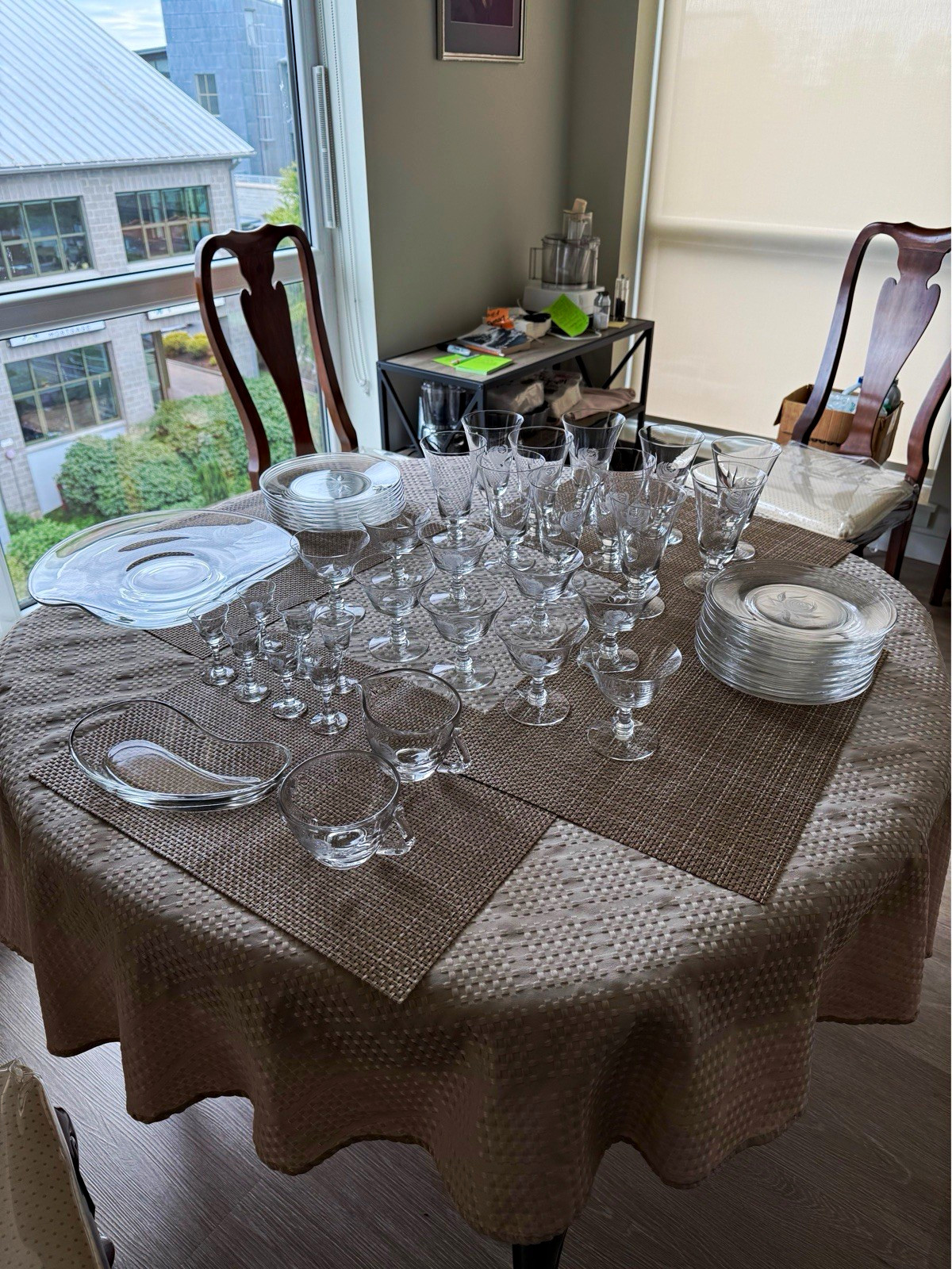 Fostoria Rose Clear Crystal Dinner Set 52pc w/ Goblets, Salad, Sherbet, Lunch