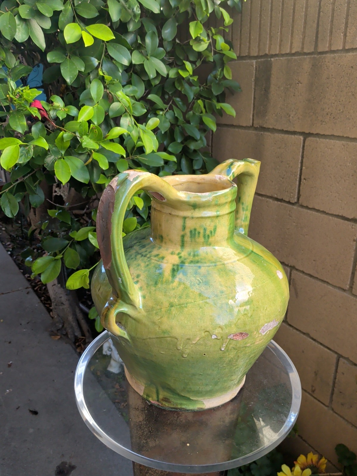FRENCH ANTIQUE WATER JUG POTTERY VINTAGE CRUCHE EARTHENWARE CERAMIC VESSEL