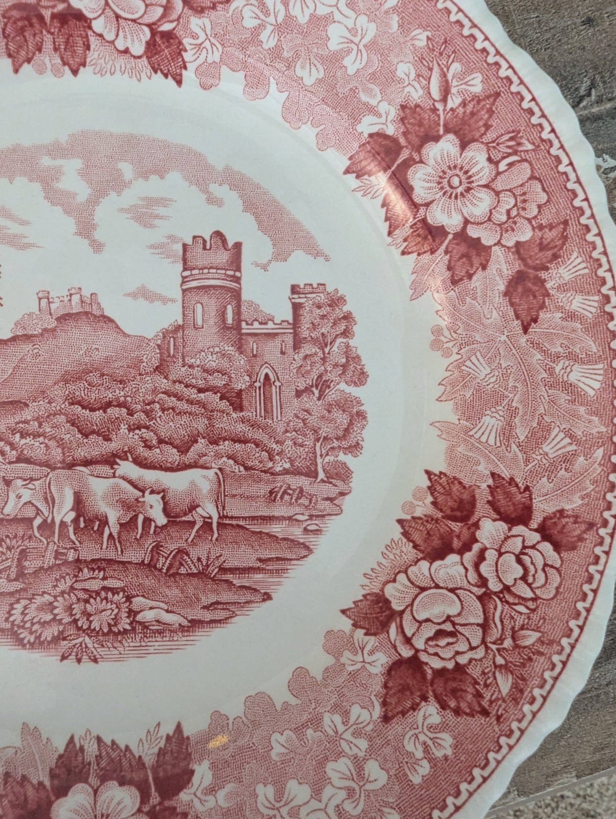 Vintage Adams English Scenic Red Transferware Ironstone Plate | Made in England