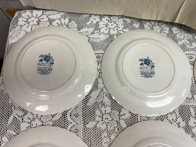 Johnson Brothers INDIES BLUE – 4 Luncheon Plates 8 5/8″ & 4 Dessert Plates 6 3/4