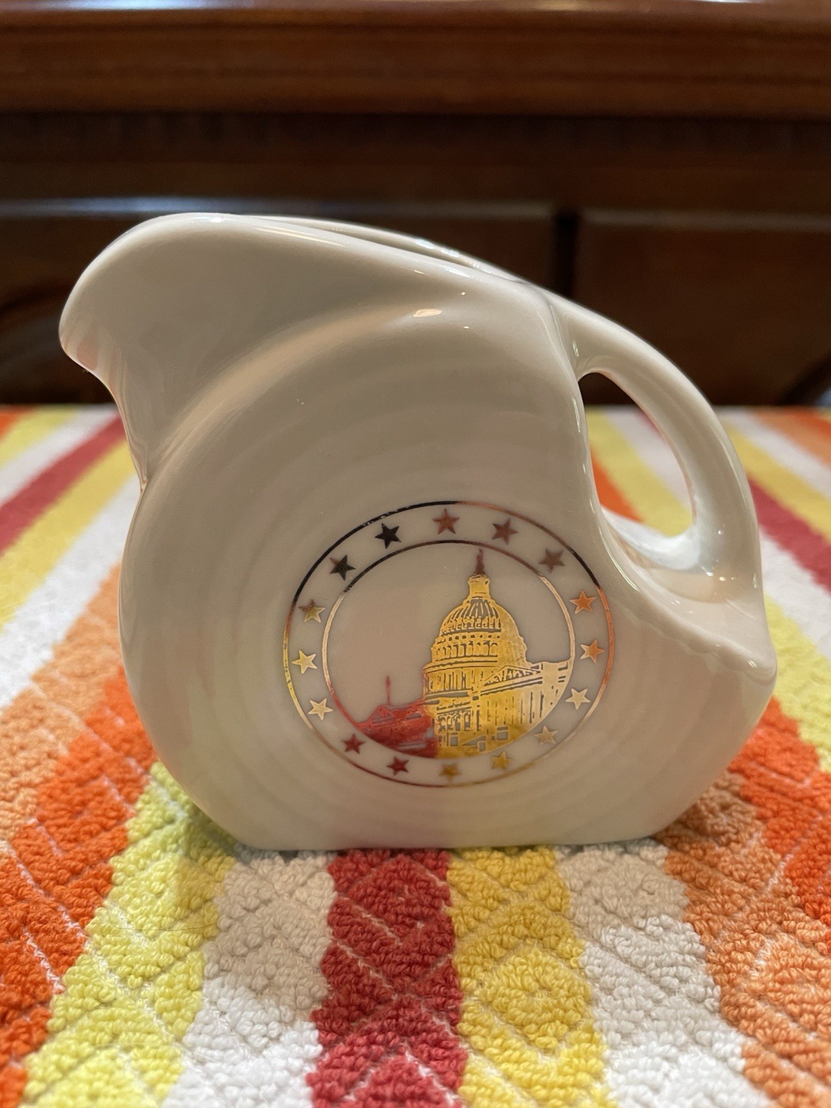 Fiesta US Senate Capitol Mini Disk Pitcher 2026 On Linen Pristine VHTF Gift Shop