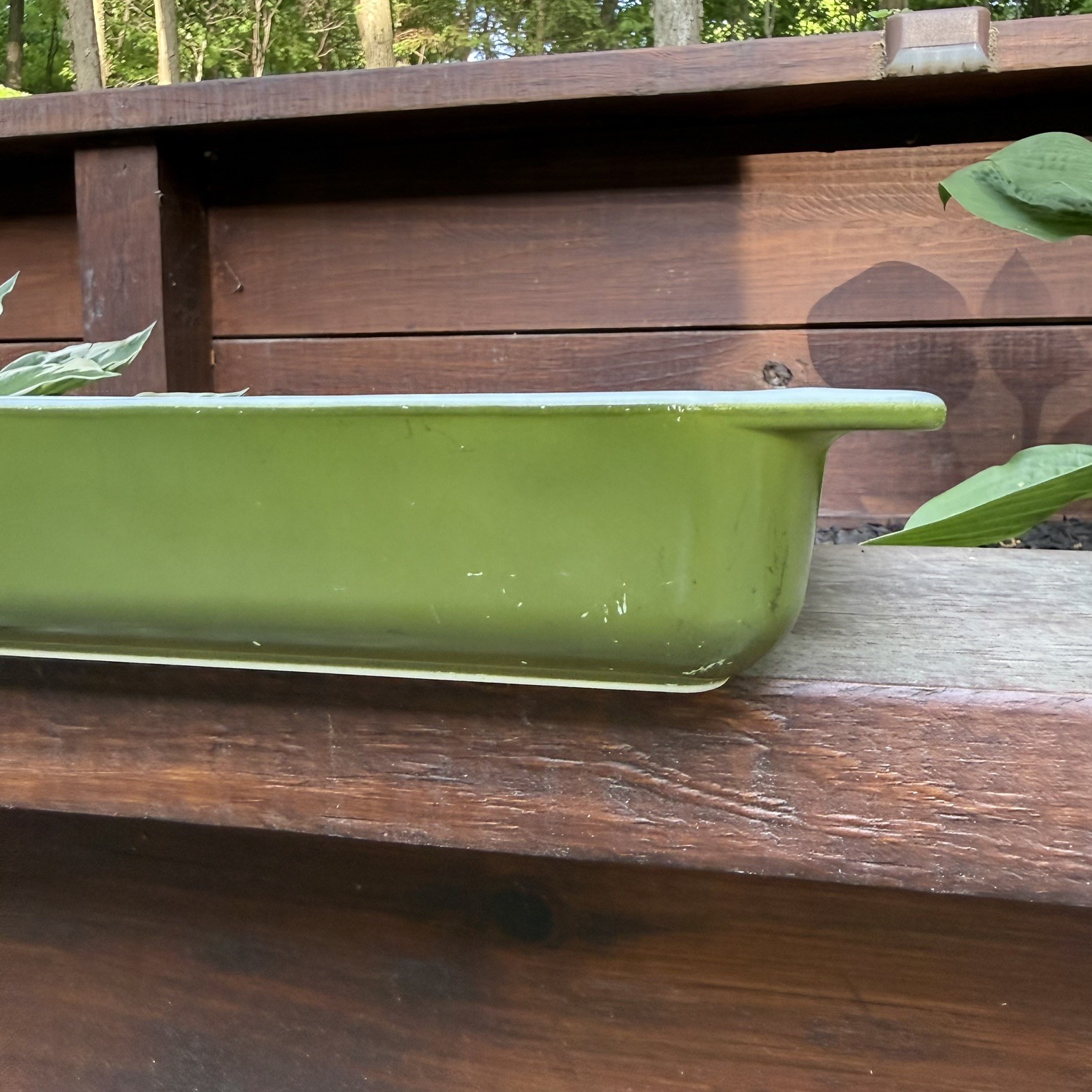 PYREX AVOCADO GREEN LARGE GLASS BAKING DISH 933 Lasagna 13 1/2 x 8 3/4