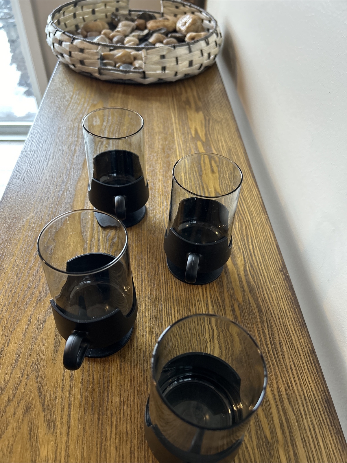 Vintage Corning Ware MCM glass-snap coffee stemless wine cups hot/cold set of 4