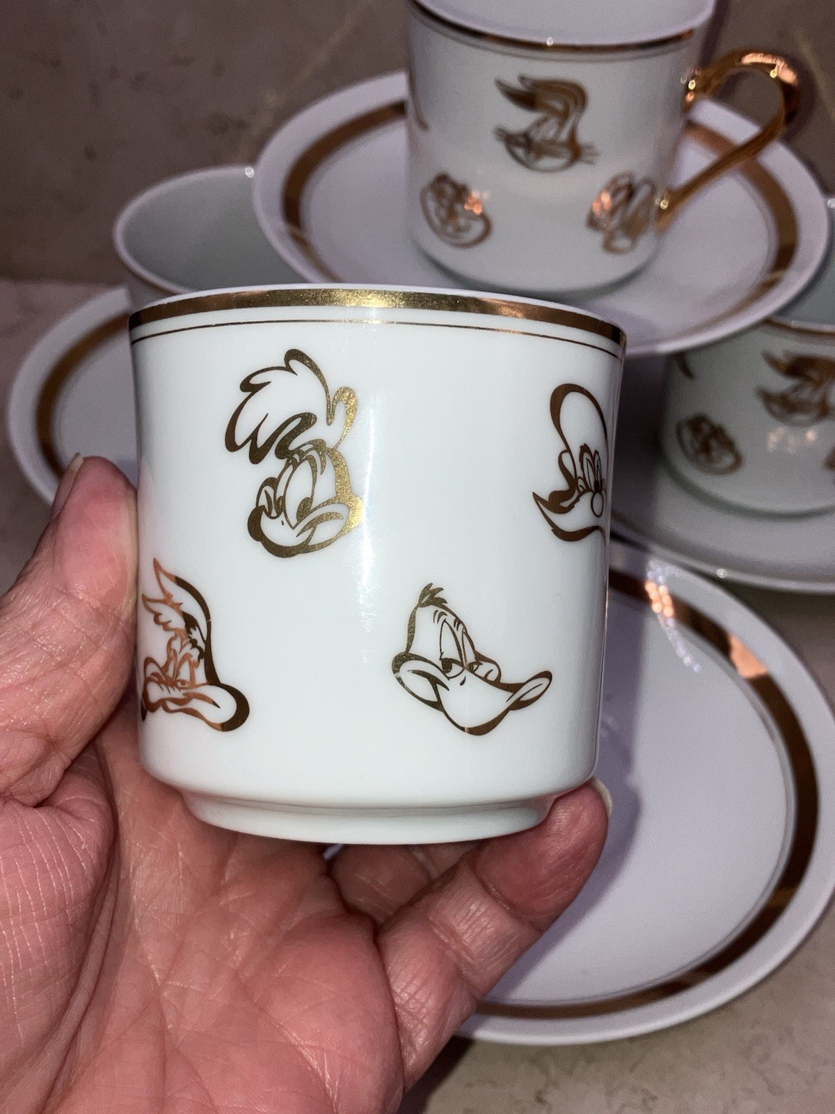 Vintage 1994 Looney Tunes 4 Demitasse Cups And 4 Saucers By After 6