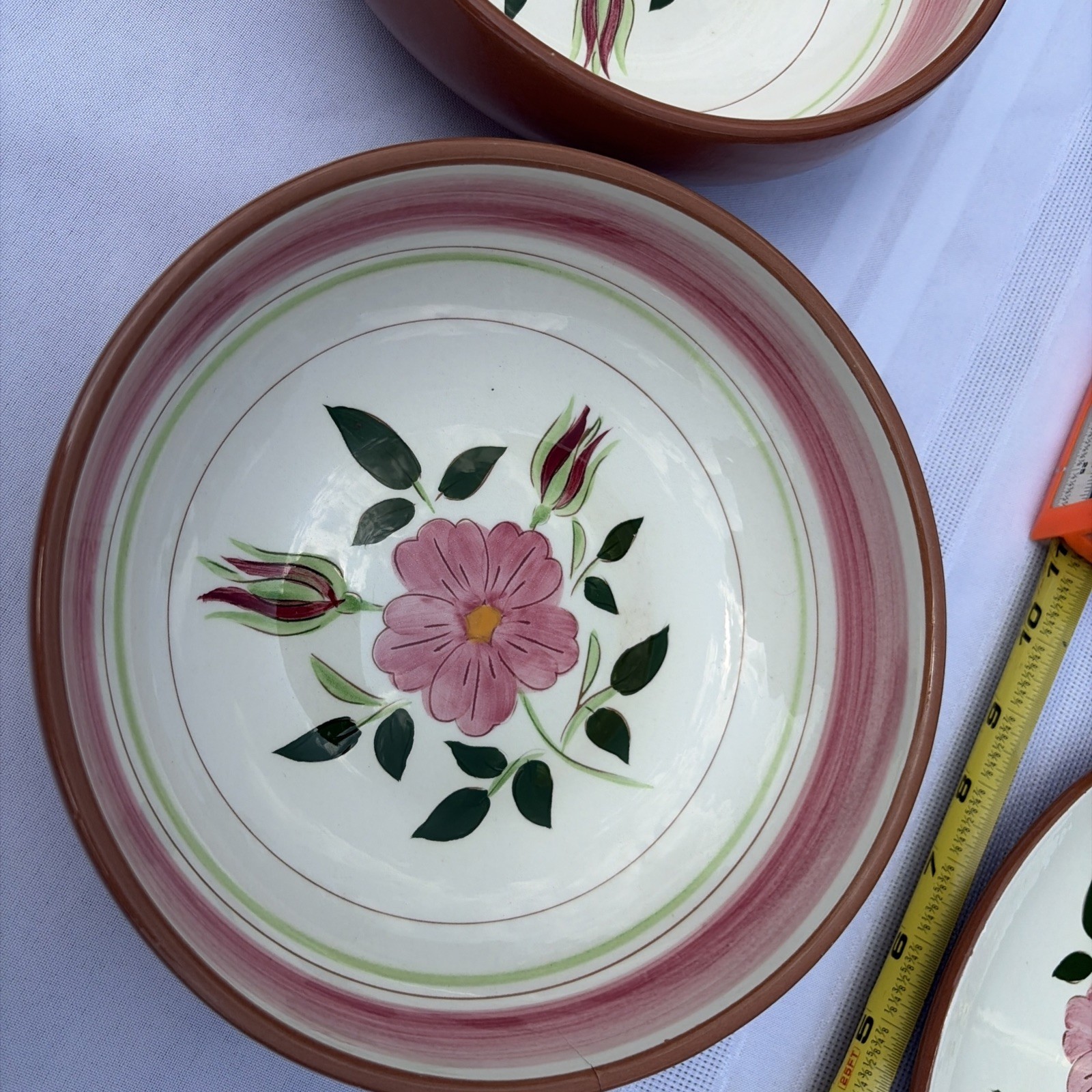 Set of 2 Stangl Wild Rose Pink Flower 7 7/8″ Cereal / Soup Bowls – Very Good!