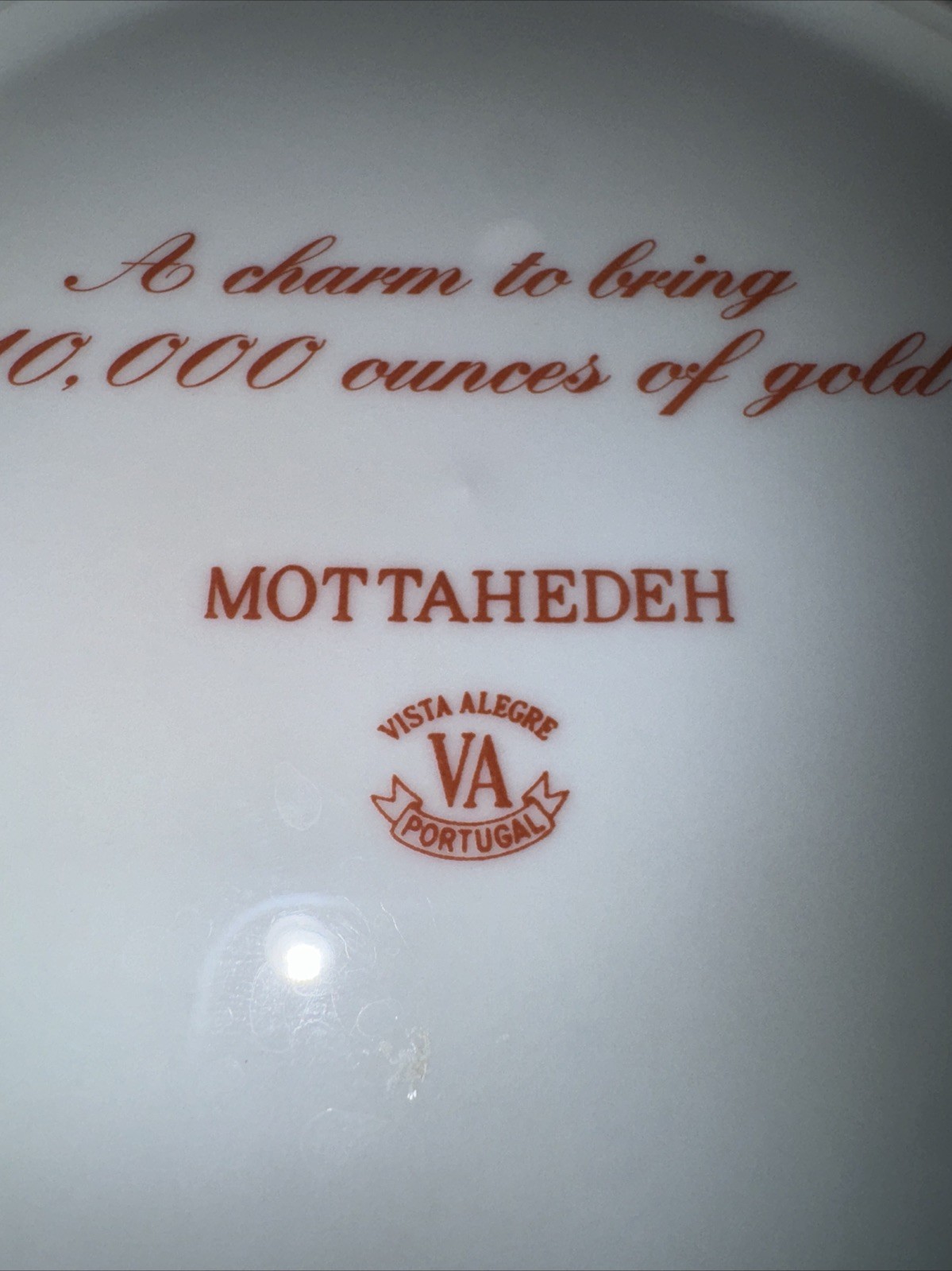 Mottahedeh Vista Alegre A charm to bring 10,000 ounces of gold bowl Portugal
