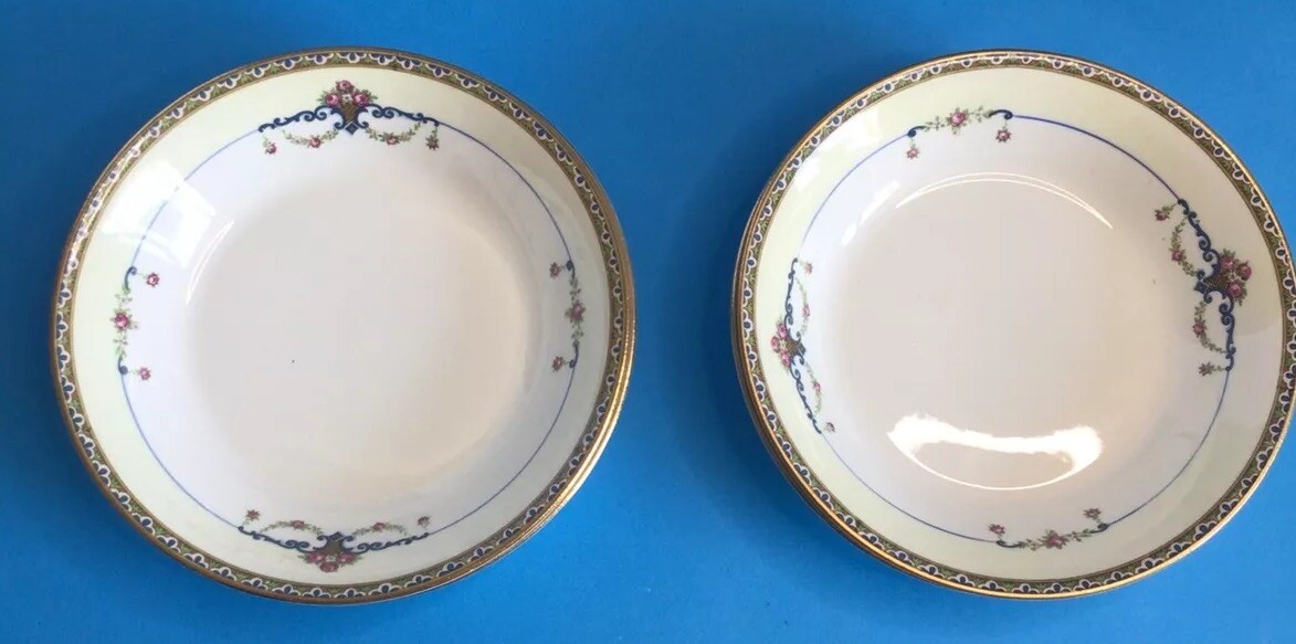 Set-4 Antique Cleveland China Tokio Fruit Dessert Bowl Roses Gold Trim 6 1/8″