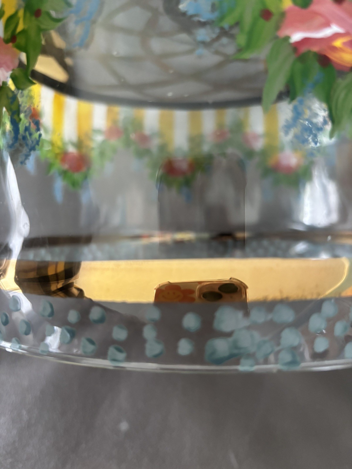 Mackenzie Childs Courtly Check Circus Glass Cake Dome and Wood Underplate