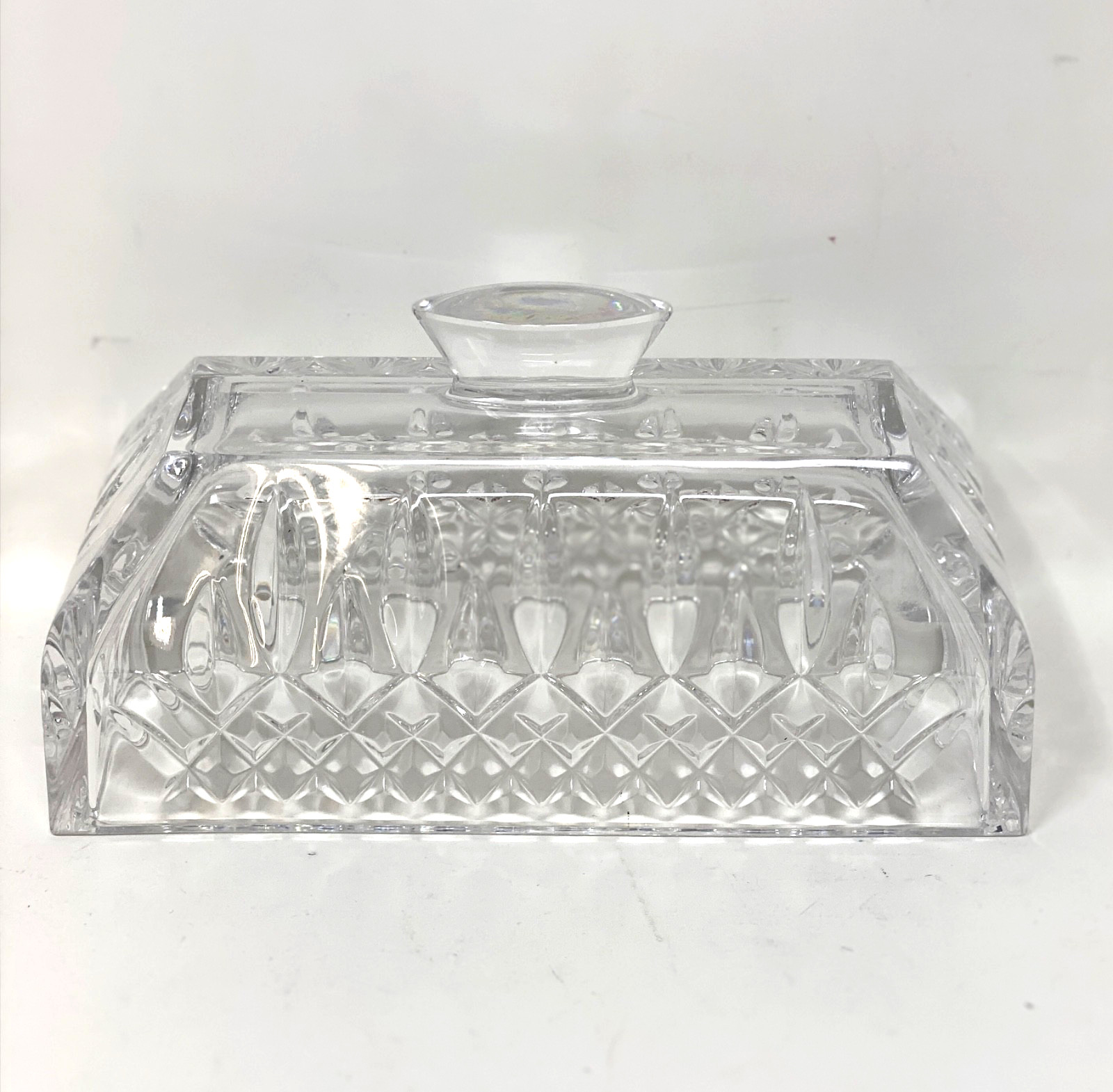 Waterford Crystal Lismore Covered Butter Dish Finest Clarity Pristine Condition