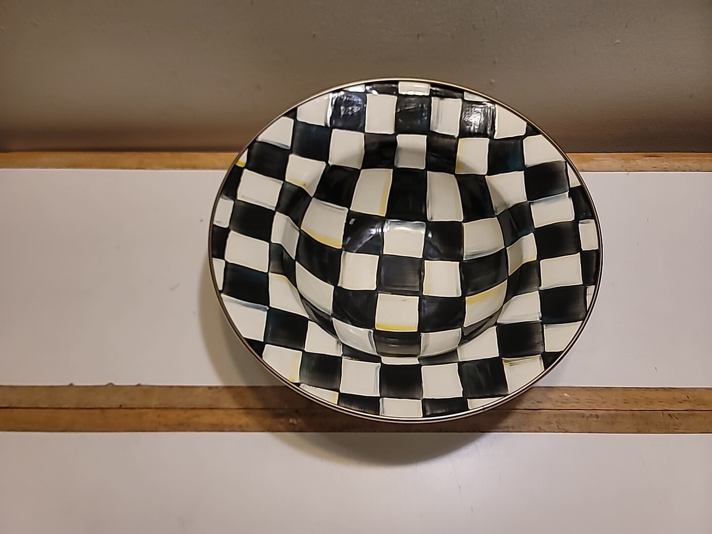 HTF MacKenzie-Childs Courtly Check Large/Deep Snack Dip Bowl EUC!