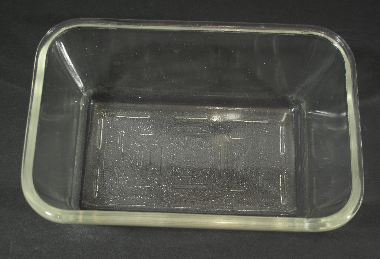 VTG Glasbake With Fin Lid~Clear Refrigerator Dish Made In USA 8 x 5 x 5.5 in