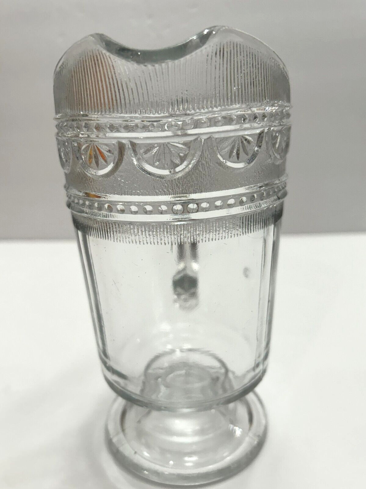 Antique Bryce Higbee Ida Sheraton EAPG Clear Glass Footed Pitcher 1885