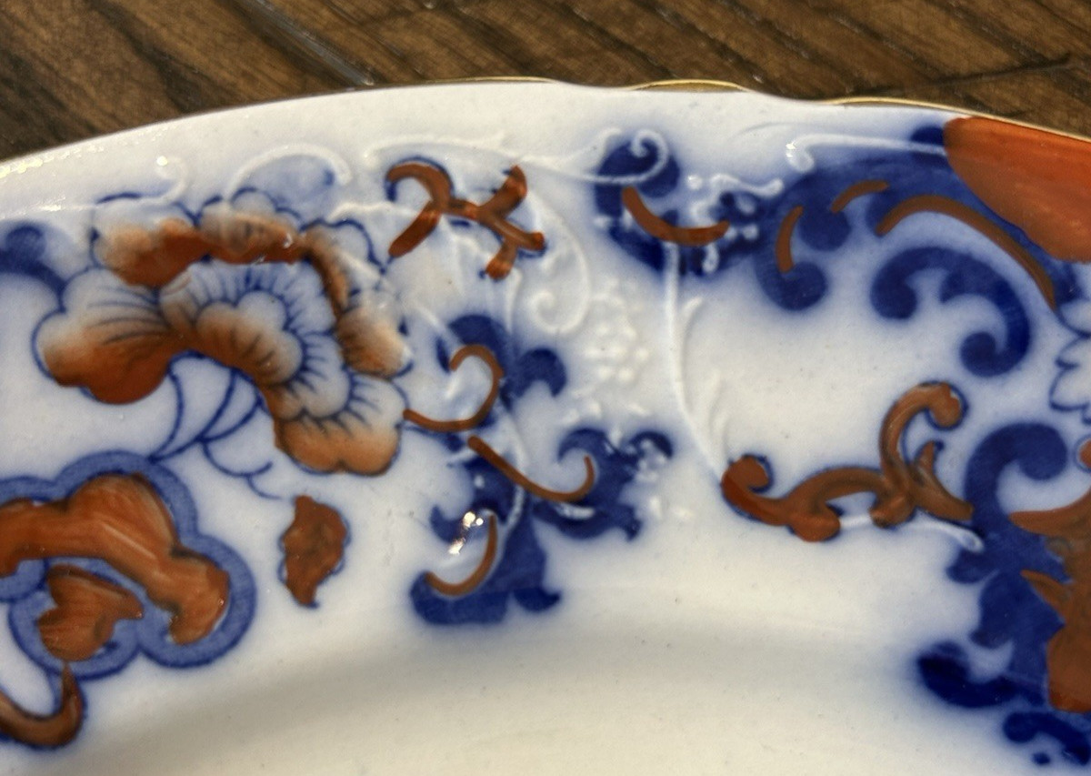 Royal Doulton POLYCHROME FLOW BLUE 10 1/4″ Plate “NANKIN” Staffordshire