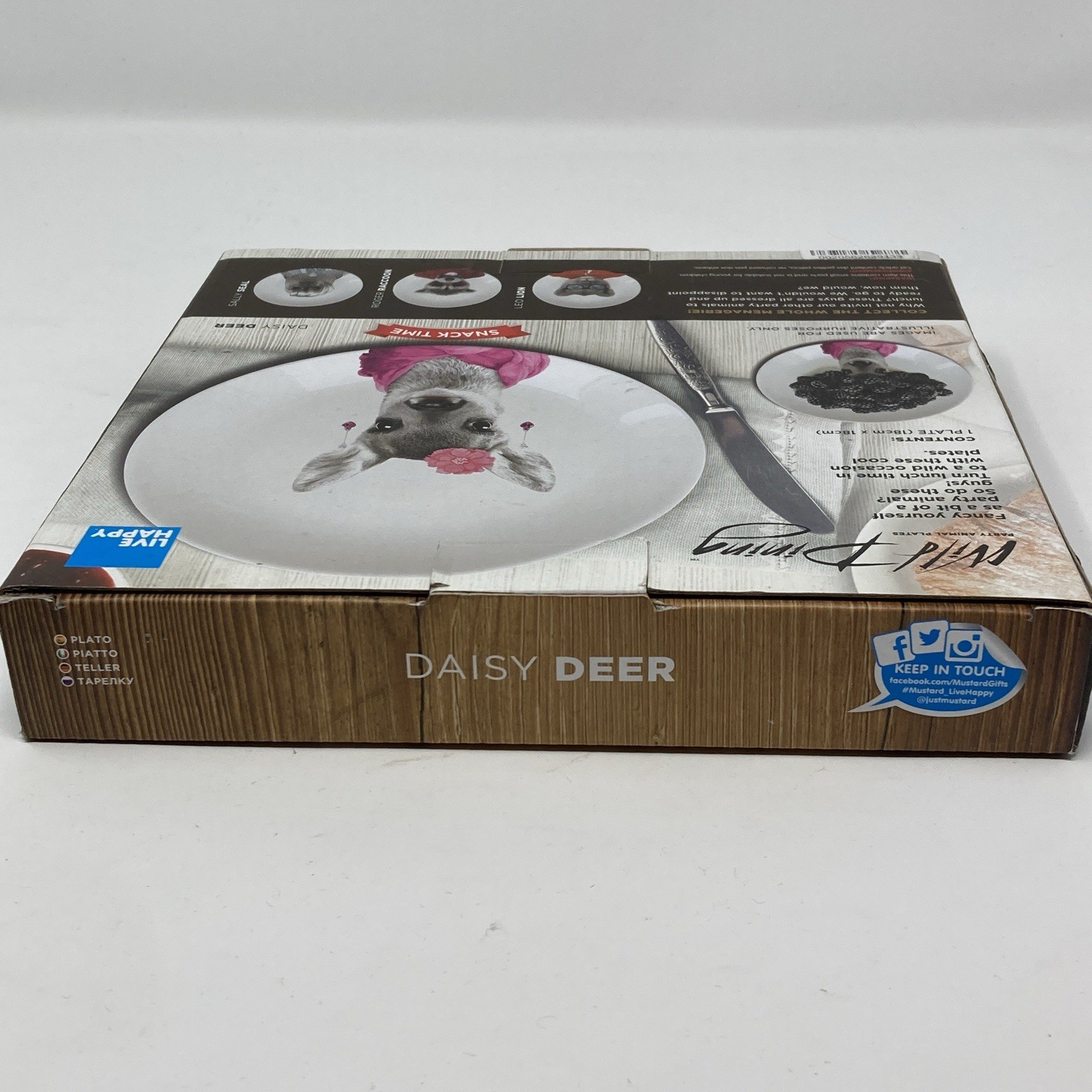 NIB Mustard Wild Dining Party Animal Plate. Daisy Deer Snack Plate 7″
