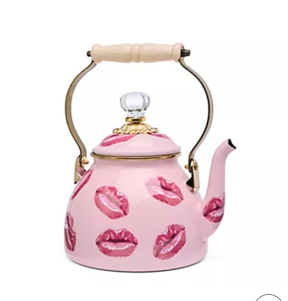 MacKenzie- Childs Kiss Me 2Qt Tea Kettle RARE RETIRED, HARD TO FIND