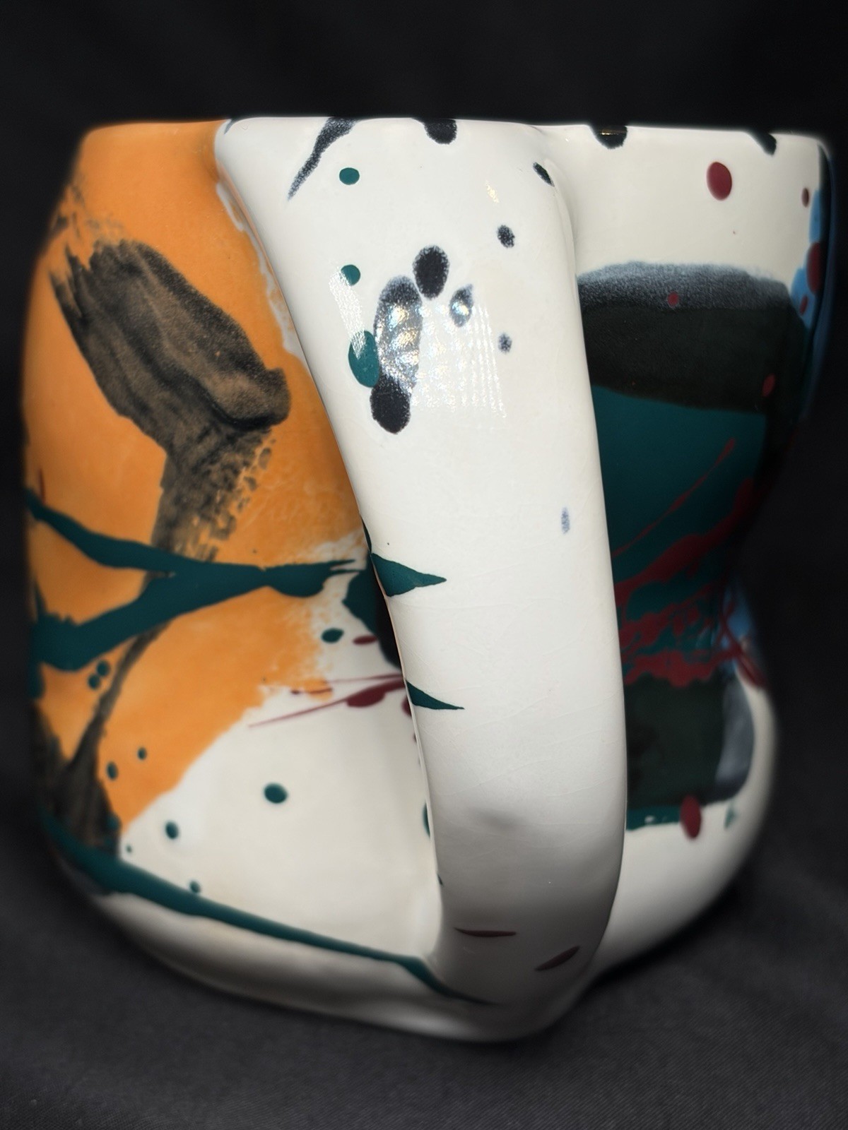 RARE CHARLES NALLE Studio Art Pottery Mug ABSTRACT Contemporary Splatter Multi