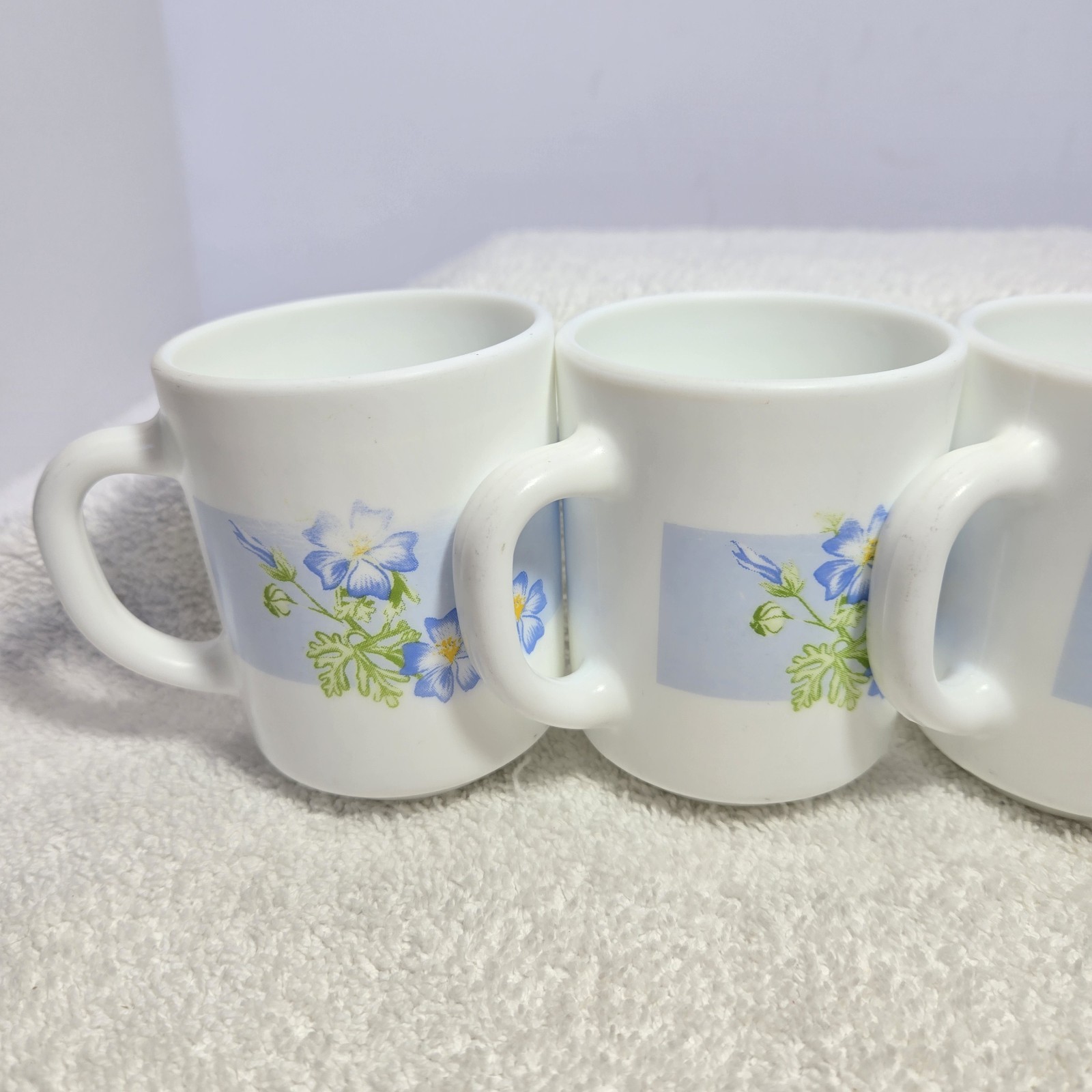 Vtg RAk Tea Cups Set Of 6 Small Ceramic Blue River 250ml Blue Floral Print UAE