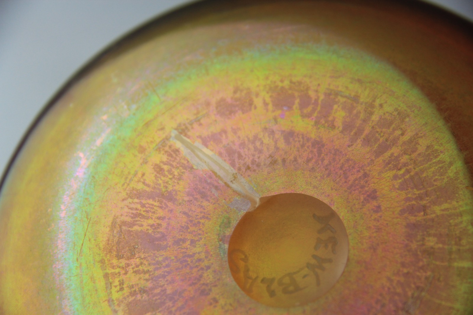 Antique Kew-Blas Gold Iridescent Bowl with Pinched Sides Signed!