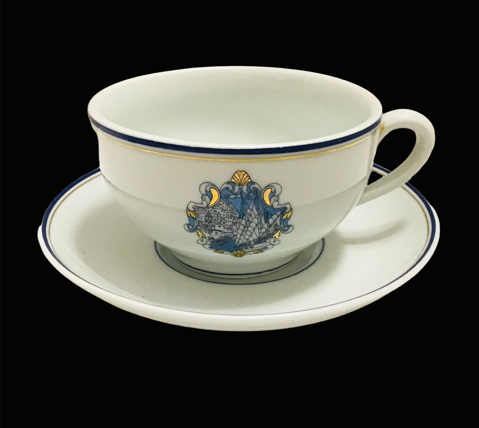 Vintage Limoges France Set 2 Cups and Saucers Santorini Island Chrysalia Hotel